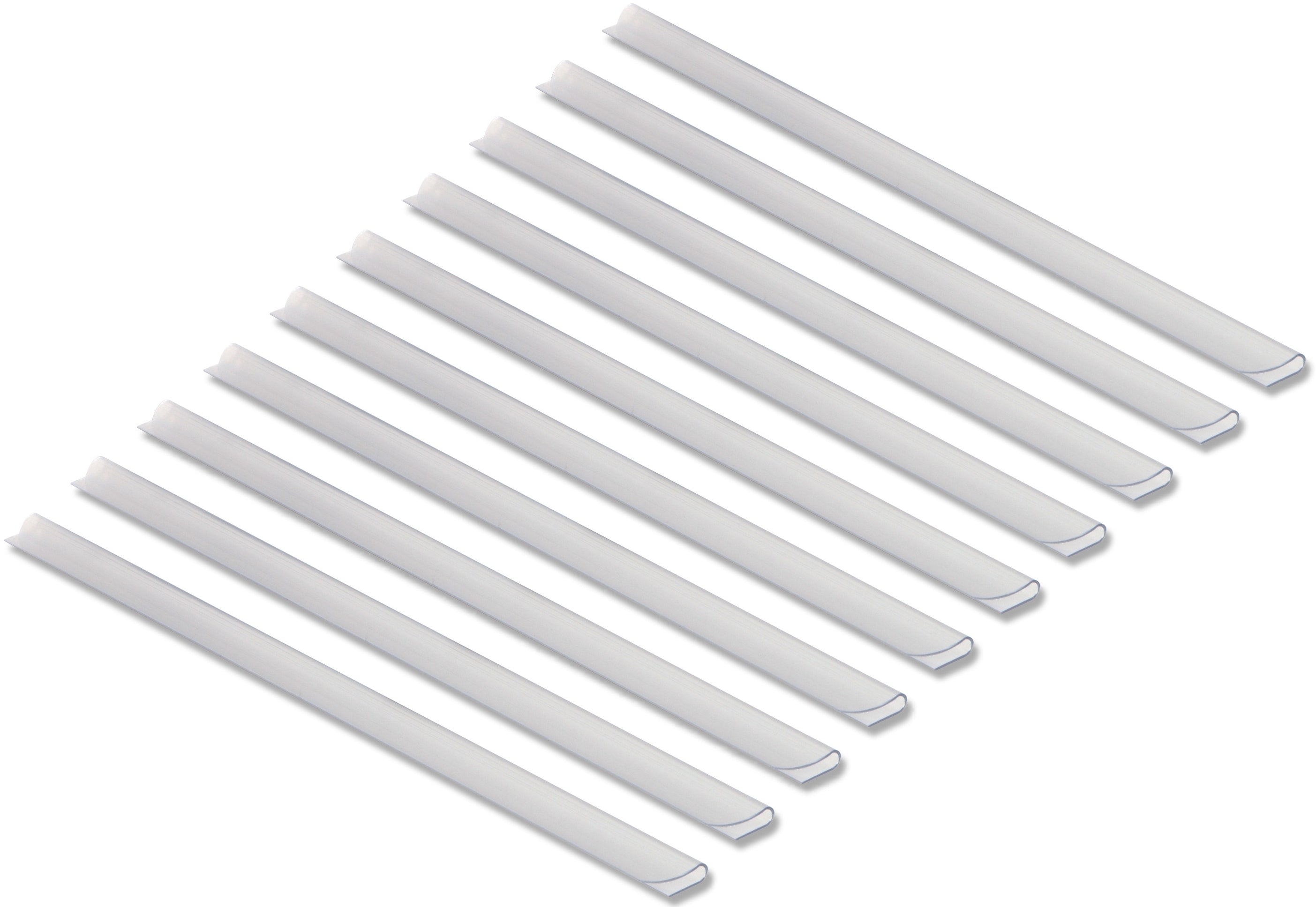 Styro Klemmschiene – A4, Kapazität 18 mm – Transparent – 75 × 345 × 18 mm – 10 Stk.
