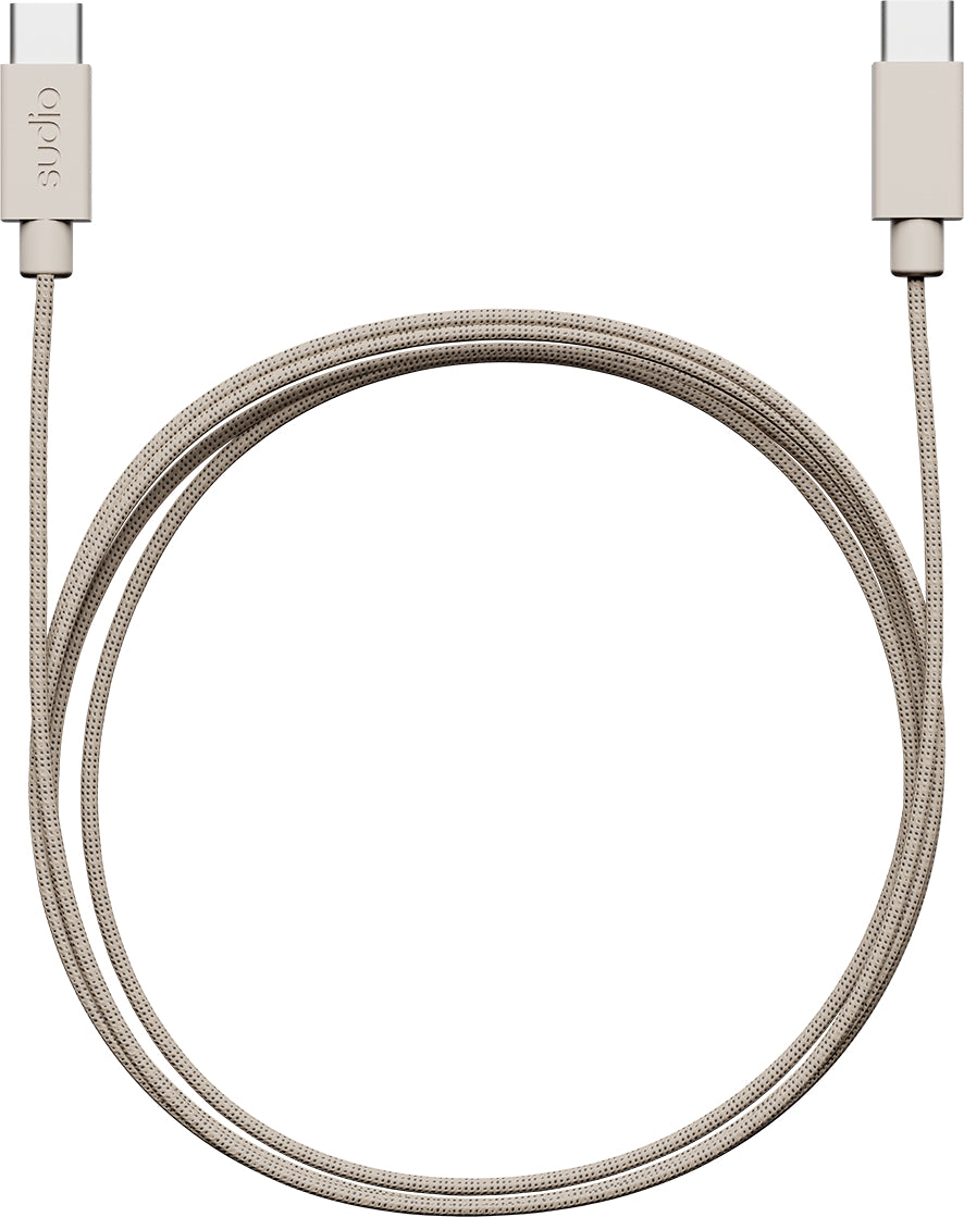 Sudio USB-C auf USB-C Kabel – 1,8 m – PD 60 W – Geflochten, Textilmantel – Sand