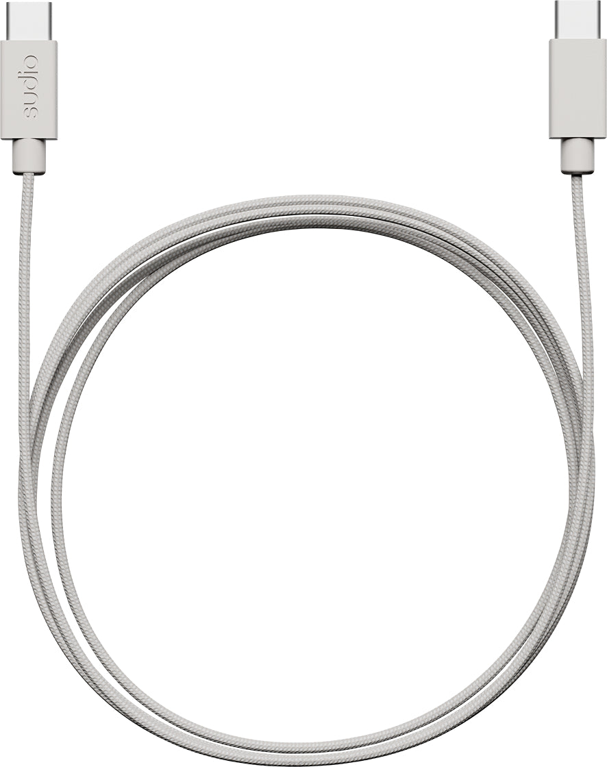 Sudio USB-C auf USB-C Kabel – 1,8 m – PD 60 W – Geflochten – Weiss – für Smartphones, Tablets und Kopfhörer