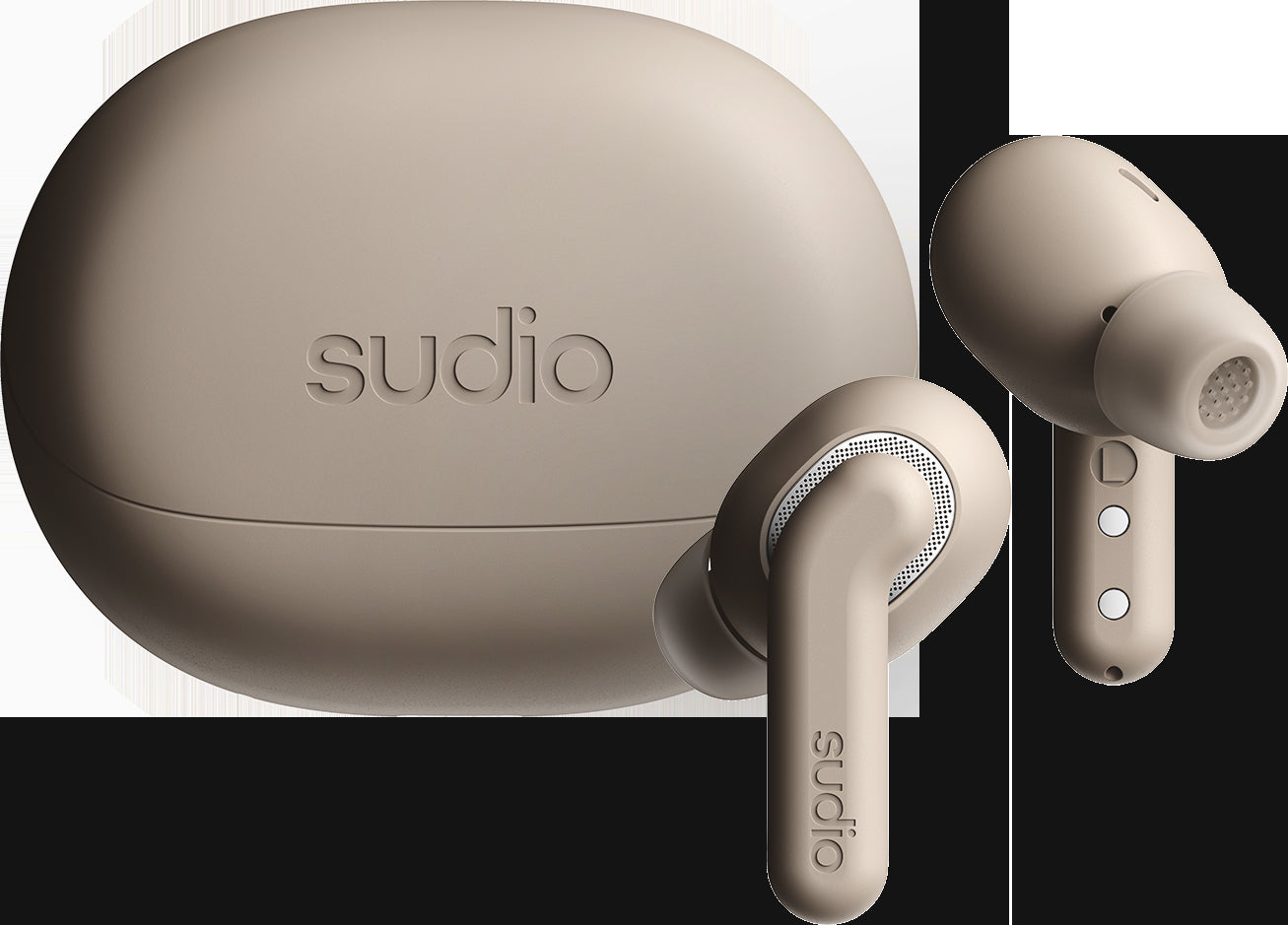 Sudio E4 Pro TWS In-Ear – ANC, Qi-Ladecase, Latte