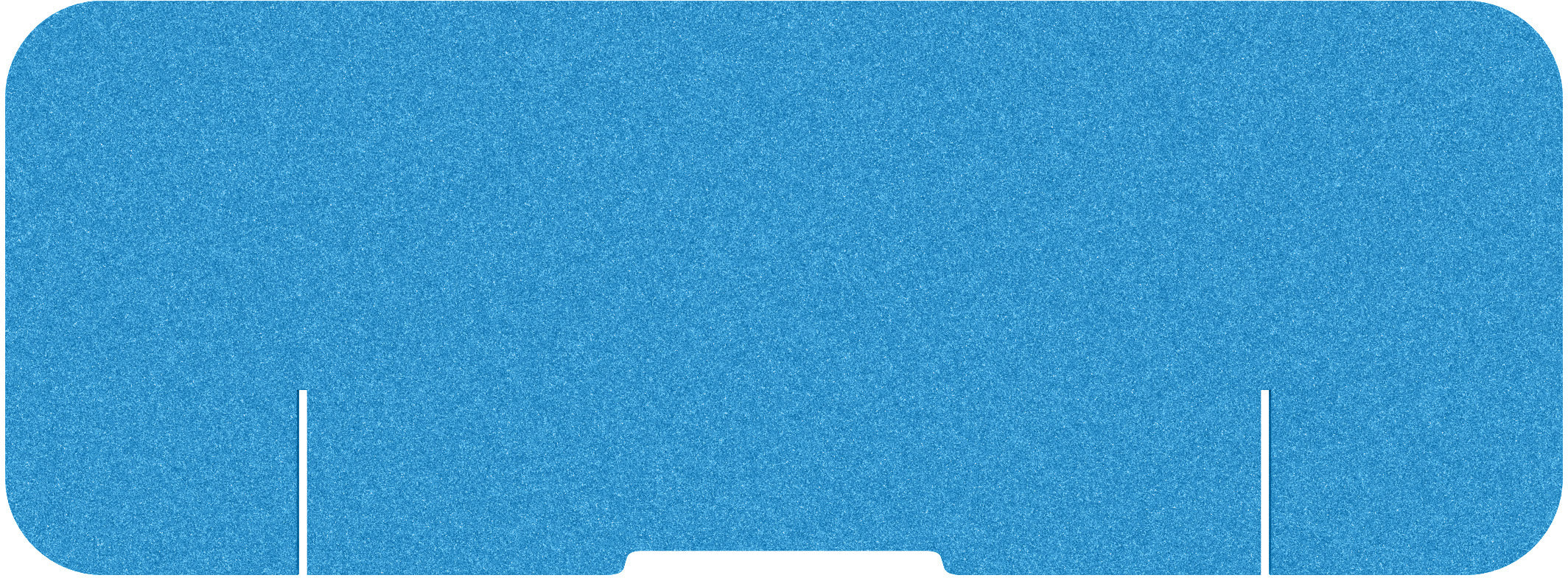 Suono Tischtrennwand – 1600 × 590 mm, suonoBOARD, blau, mit Klemmen, akustisch, für Tischplatten 15–70 mm