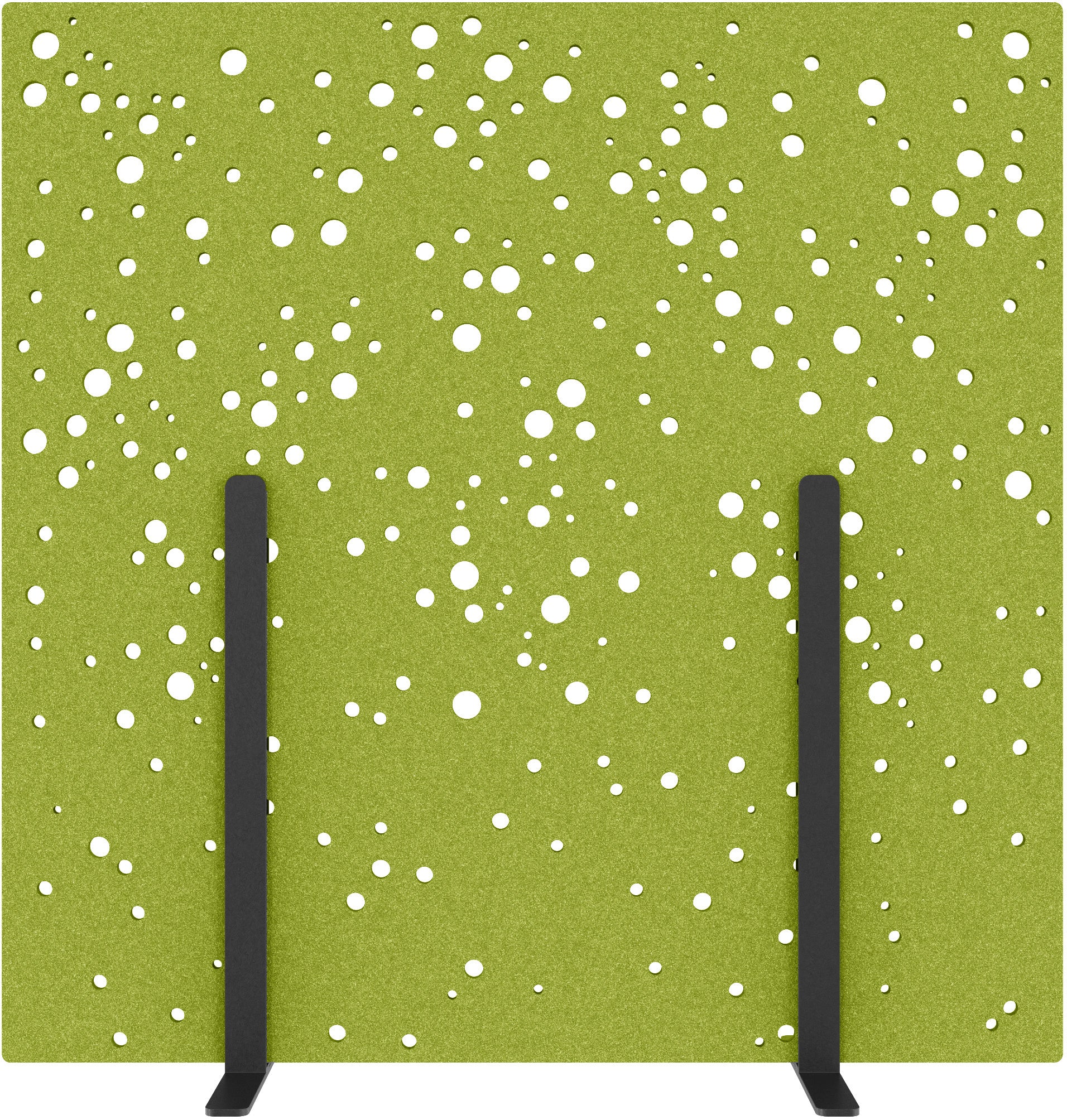 Suono Stellwand L24.1301 – 1800 × 1800 mm, suonoBOARD, grün, mit Standfüssen, akustisch