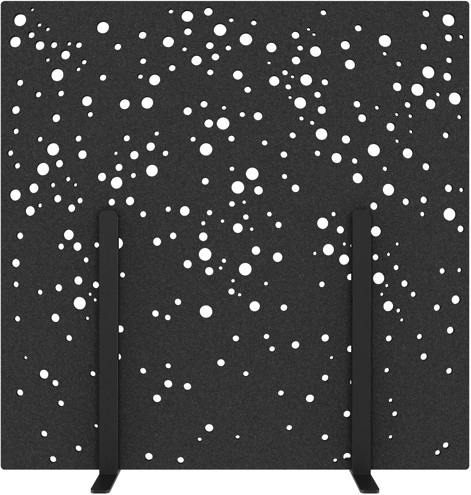 Suono Stellwand L24.2601 – 1'800 × 1'800 mm, suonoBOARD, schwarz, mit Standfuss, akustisch