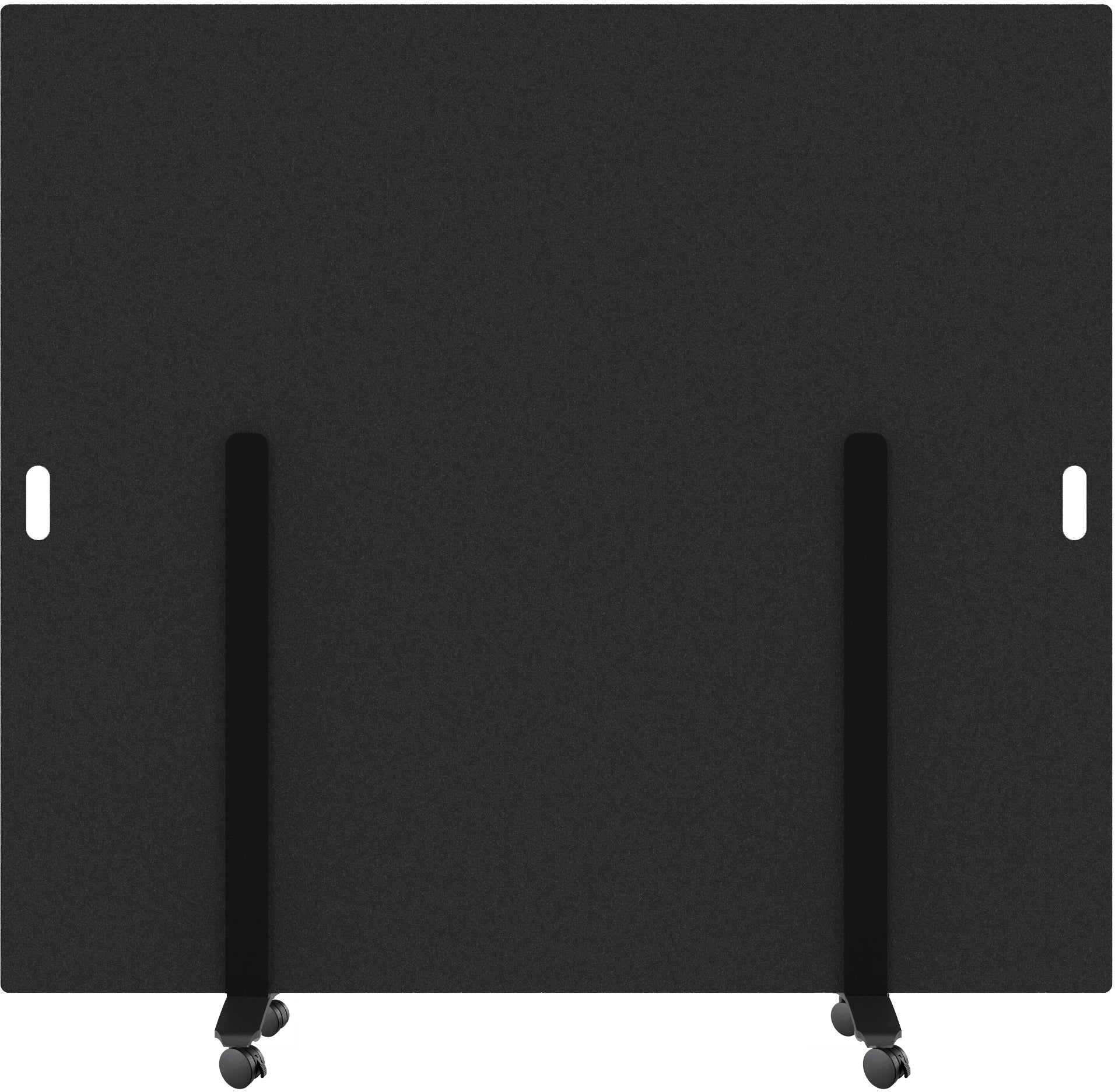 Suono Stellwand MOVE – 1'800 × 1'720 mm, Filz, schwarz, mit Rollen, rahmenlos