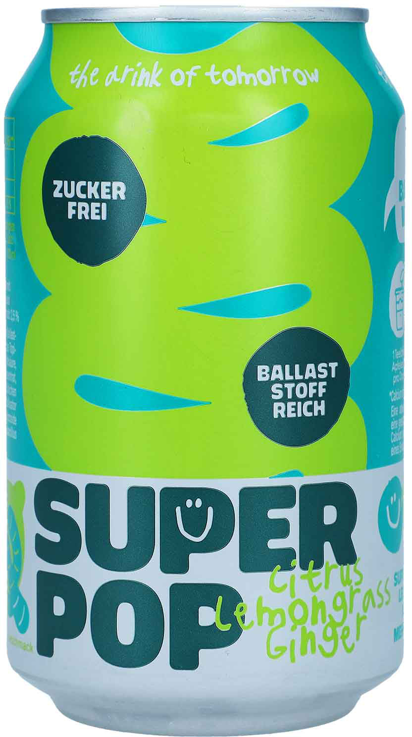 Super Pop – Limonade, Zitrus, Zitronengras & Ingwer, zuckerfrei – 24 × 3,3 dl