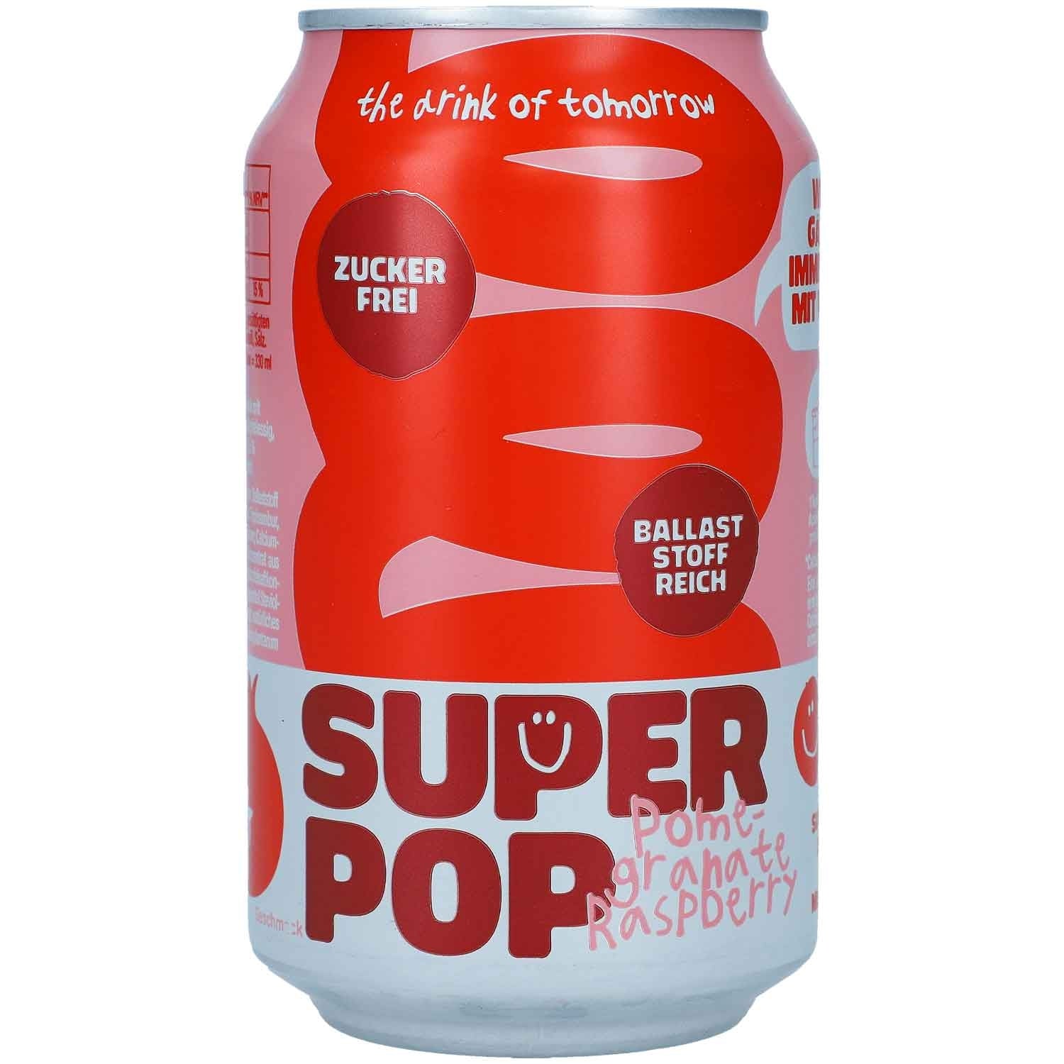 Super Pop – Limonade, Granatapfel & Himbeere, zuckerfrei – 24 × 3,3 dl