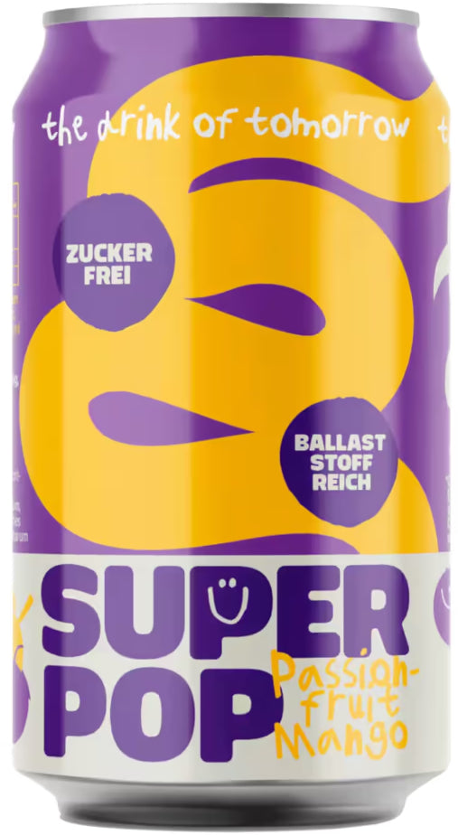 Super Pop – Limonade, Passionsfrucht & Mango, zuckerfrei – 24 × 3,3 dl