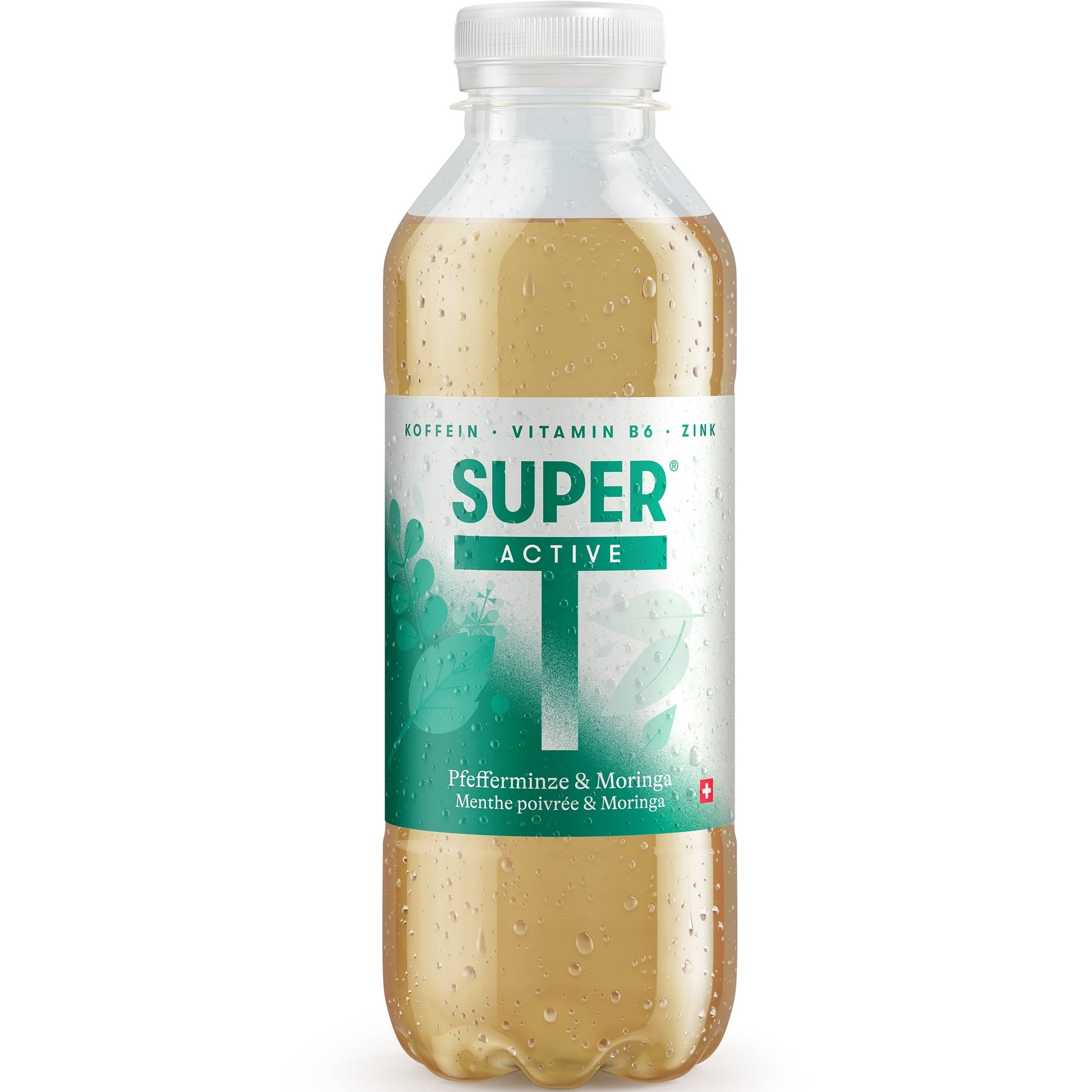 Super t Vitaminwasser Active, Pfefferminze & Moringa, koffeinhaltig – 5 dl