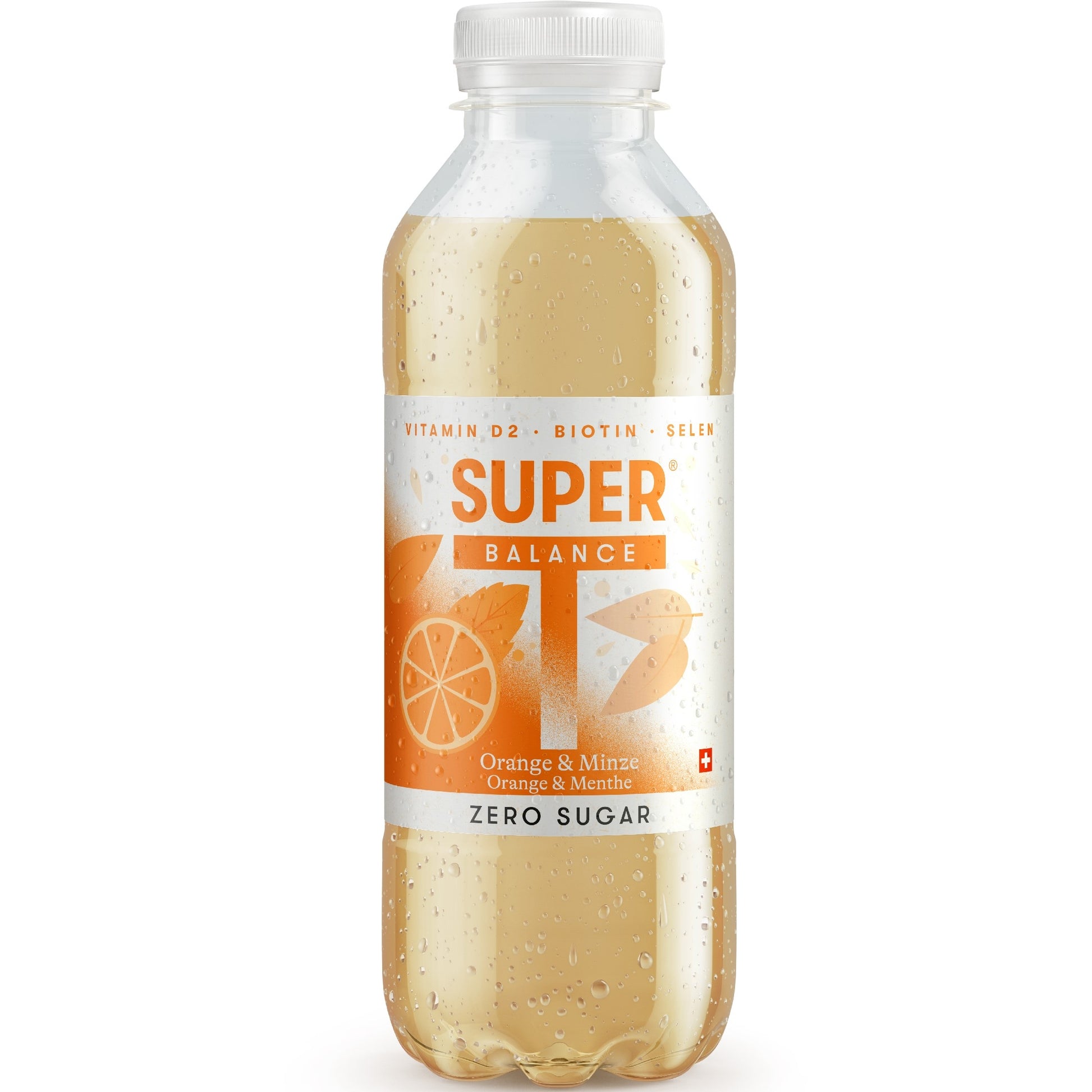 Super t Vitaminwasser Balance Zero, Orangenminze, zuckerfrei – 5 dl