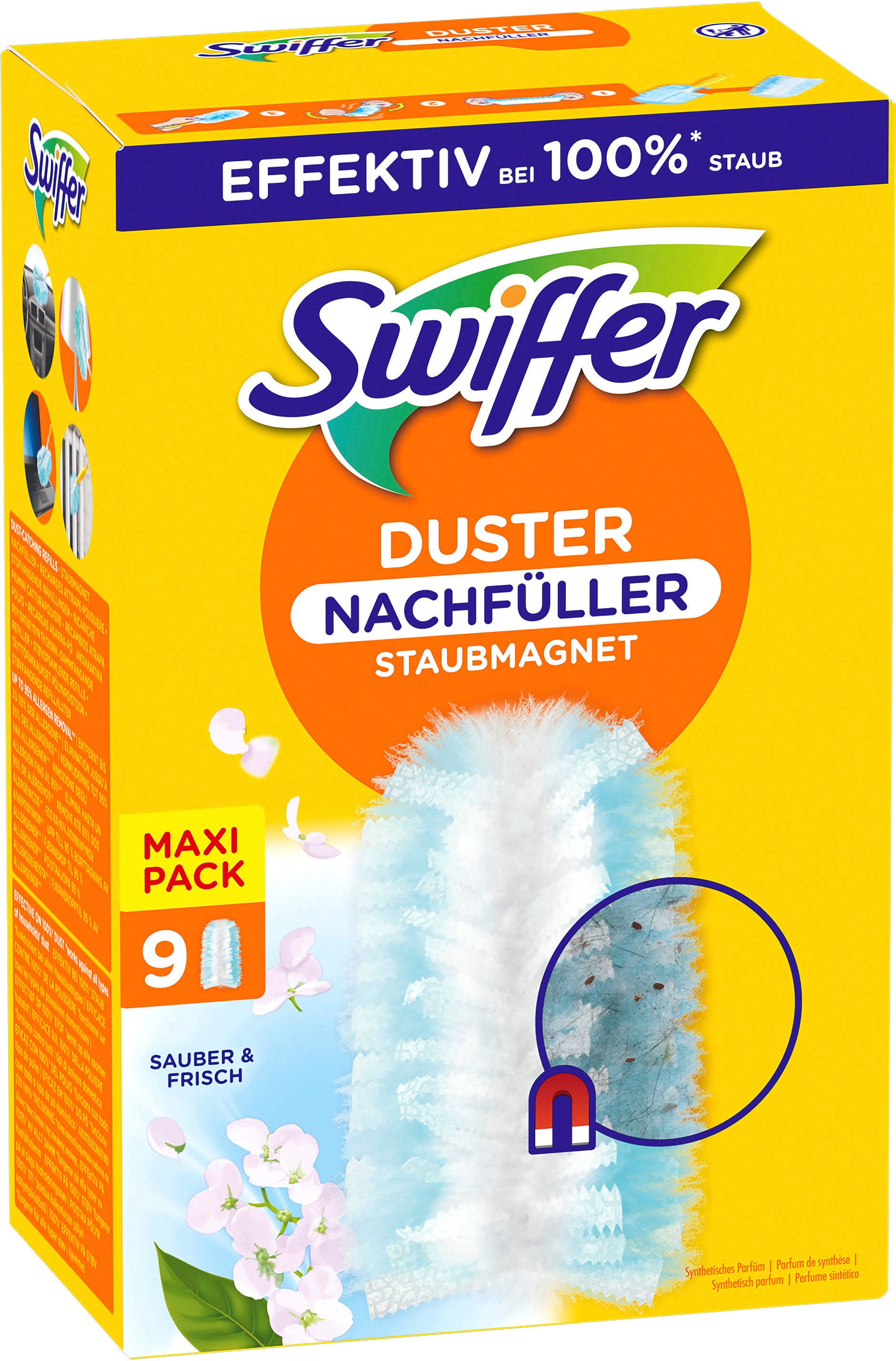 Swiffer Nachfülltücher – für Swiffer Staubmagnet-Griff (kurz, XXL) – 12,5 × 20 cm – 9 Stk.