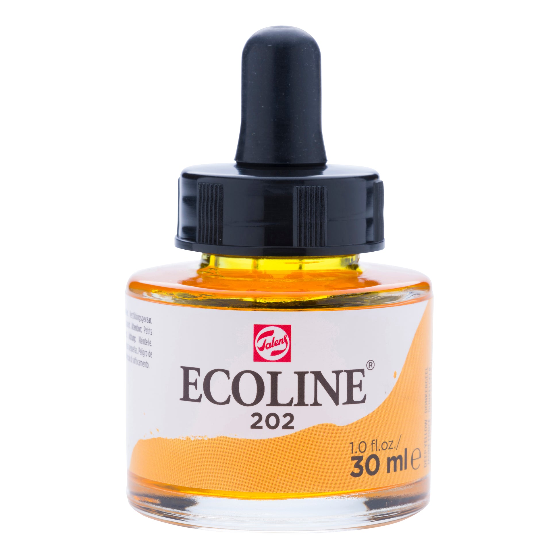 Talens Ecoline flüssige Aquarellfarbe – Tiefgelb – 30 ml – für Aquarellpapier, Zeichenpapier, Karton