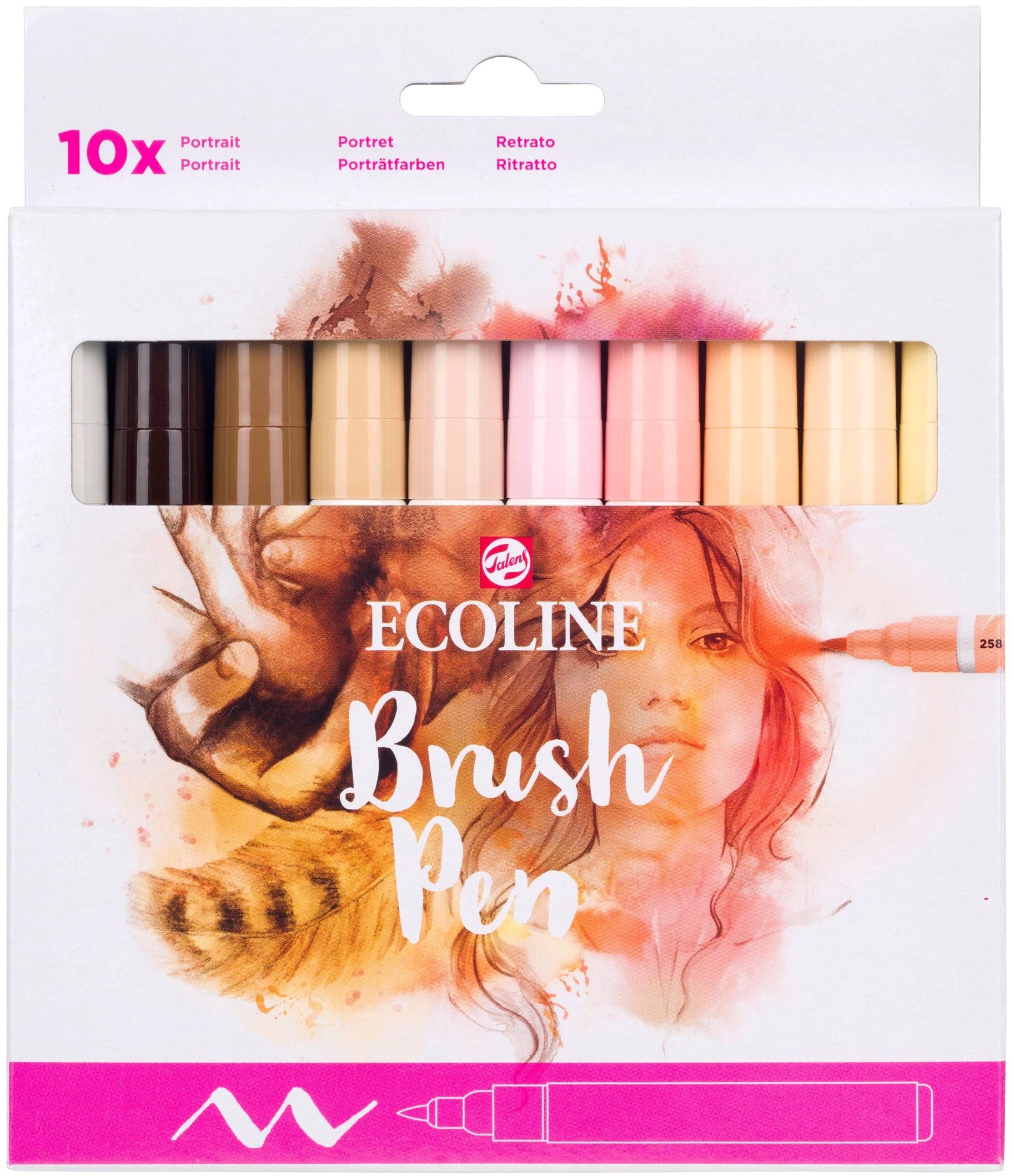 Talens Ecoline Brush Pen – Pinselspitze, wasservermalbar, 10 Farben