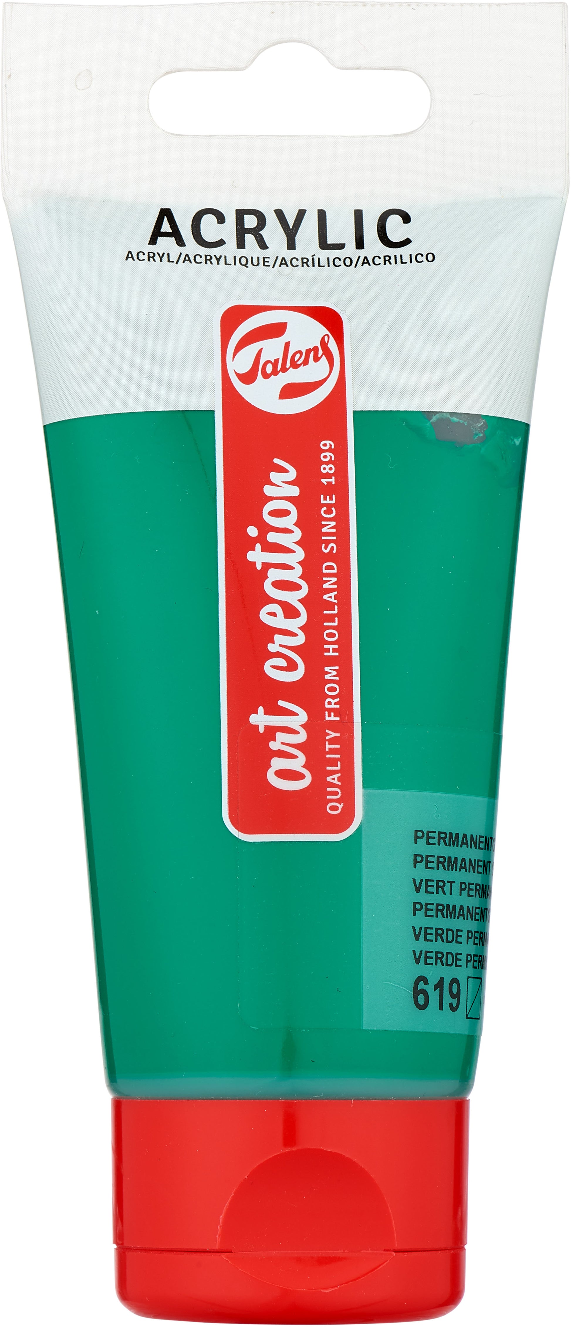 Talens Acrylfarbe – Permanentgrün Dunkel 619, seidig glänzend – 75 ml