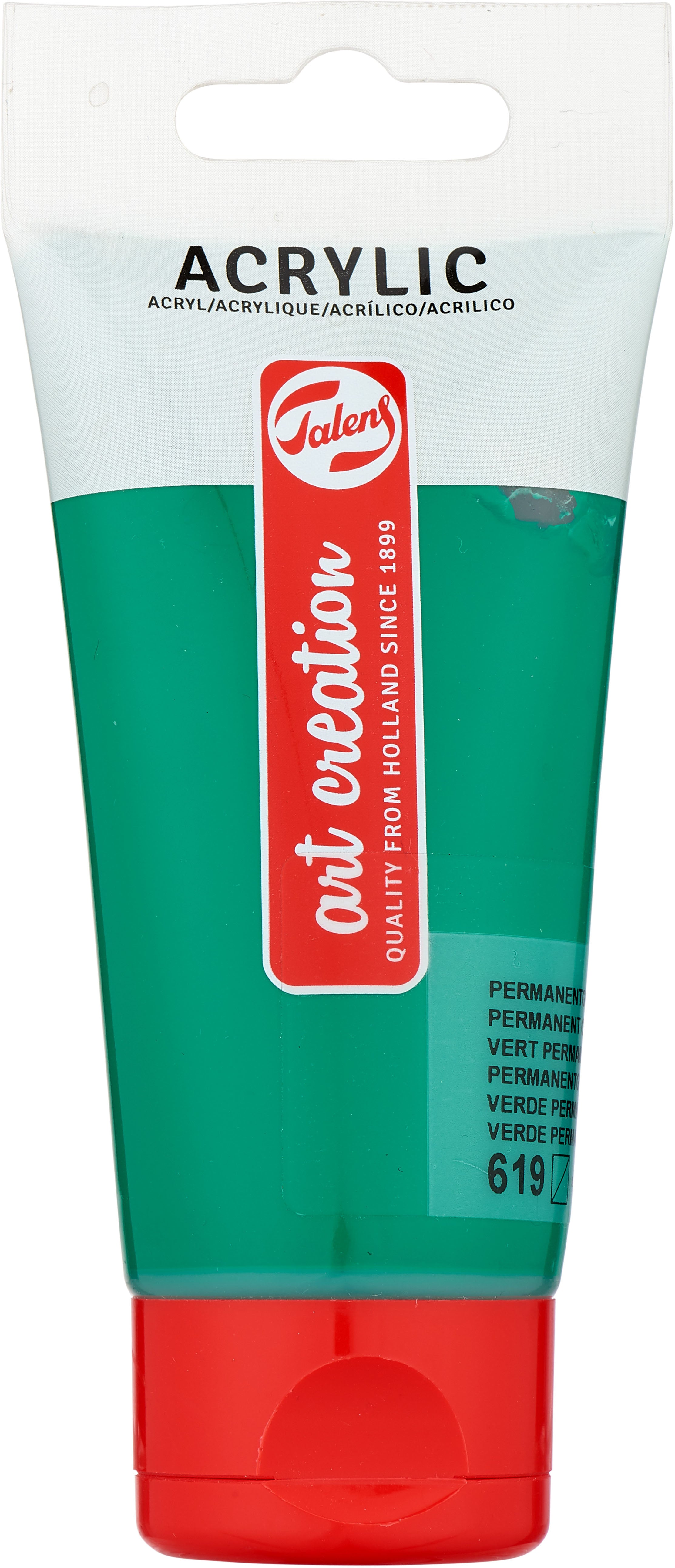 Talens Acrylfarbe – Permanentgrün Dunkel 619, seidig glänzend – 75 ml