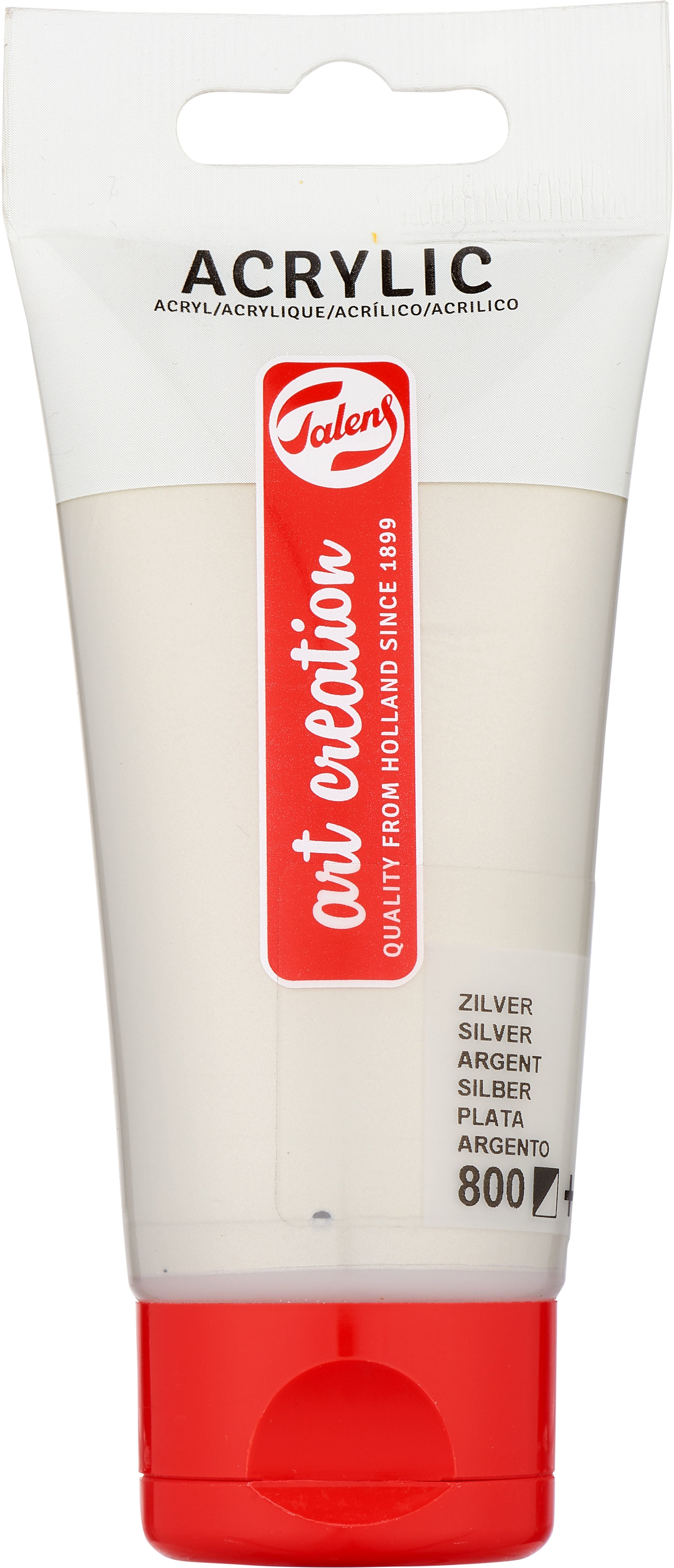 Talens Art Creation Acrylfarbe – Silber 800, seidenmatt – Tube 75 ml – für Leinwand, Papier, Holz