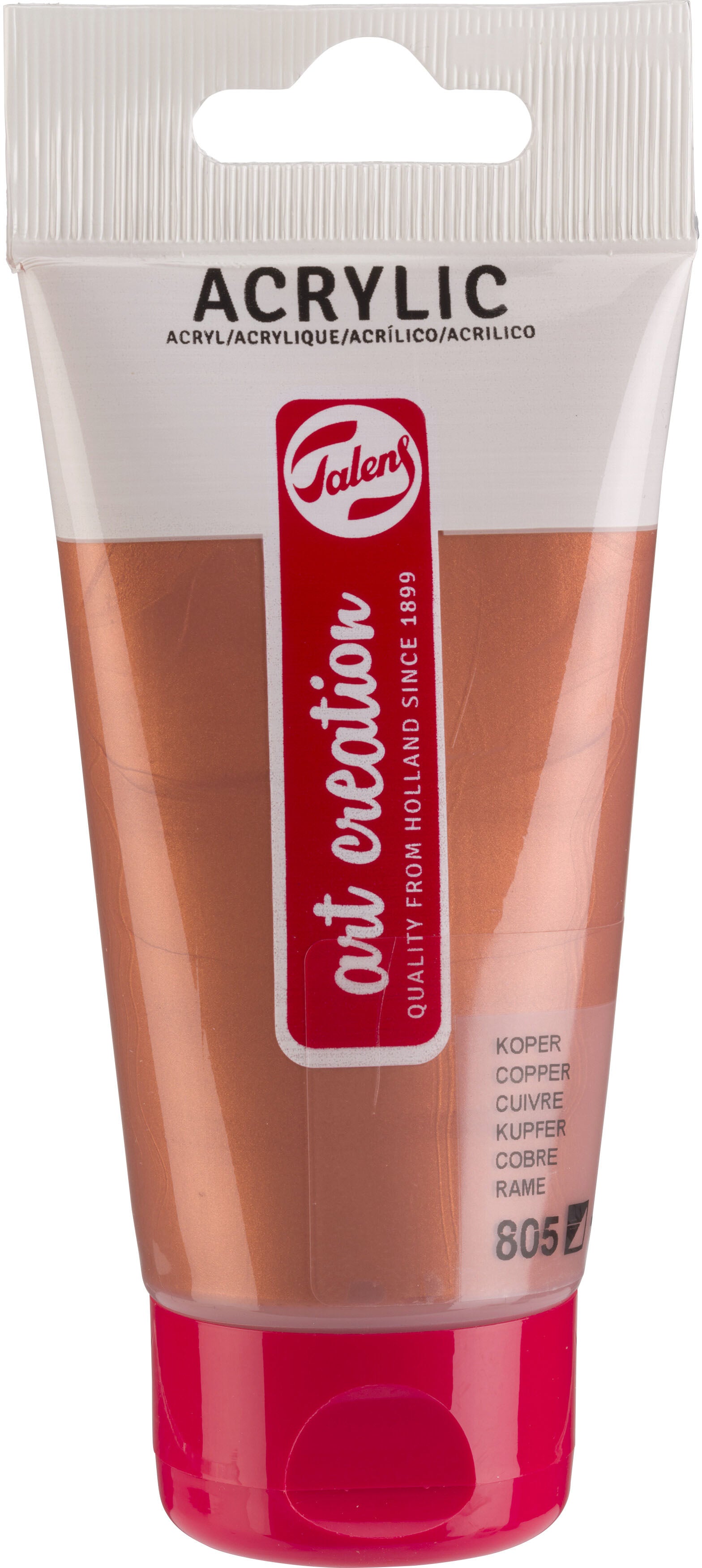 Talens Acrylfarbe – Kupfer 805, seidenmatt – Tube 75 ml – für Leinwand, Papier, Holz