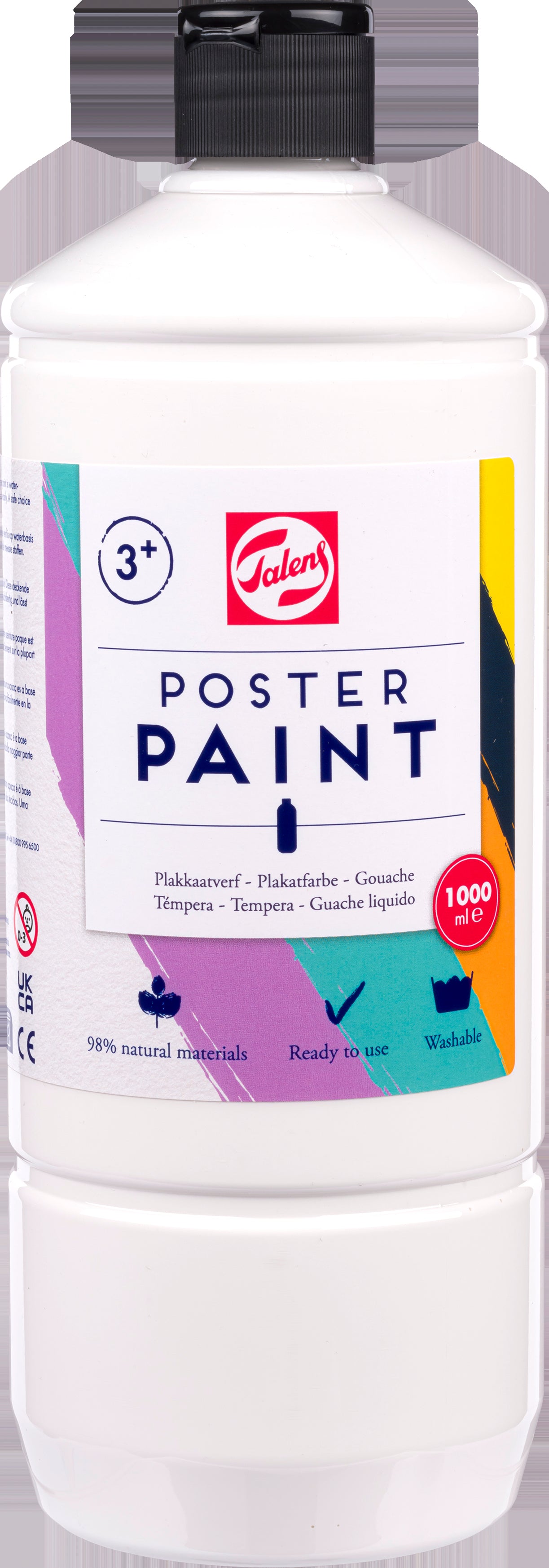 Talens Plakatfarbe – Weiss – 1 l, Pumpspender – für Papier, Holz, Glas