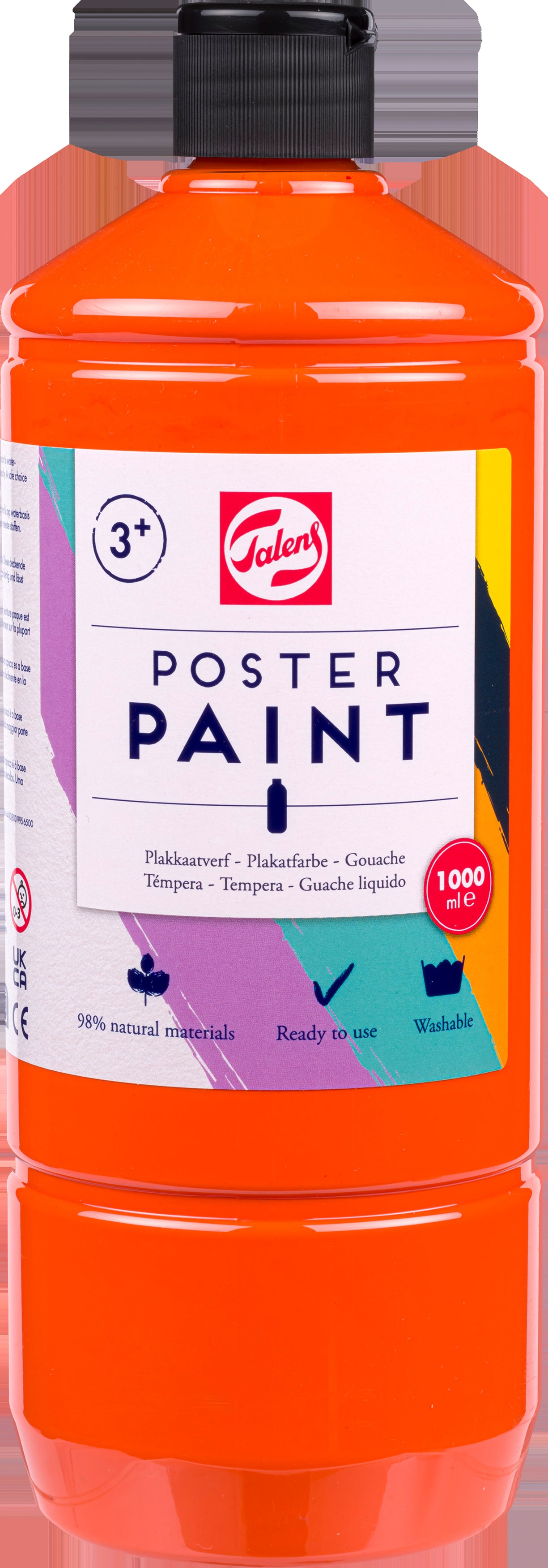 Talens Plakatfarbe – Orange – 1,0 l – für Papier, Holz, Glas