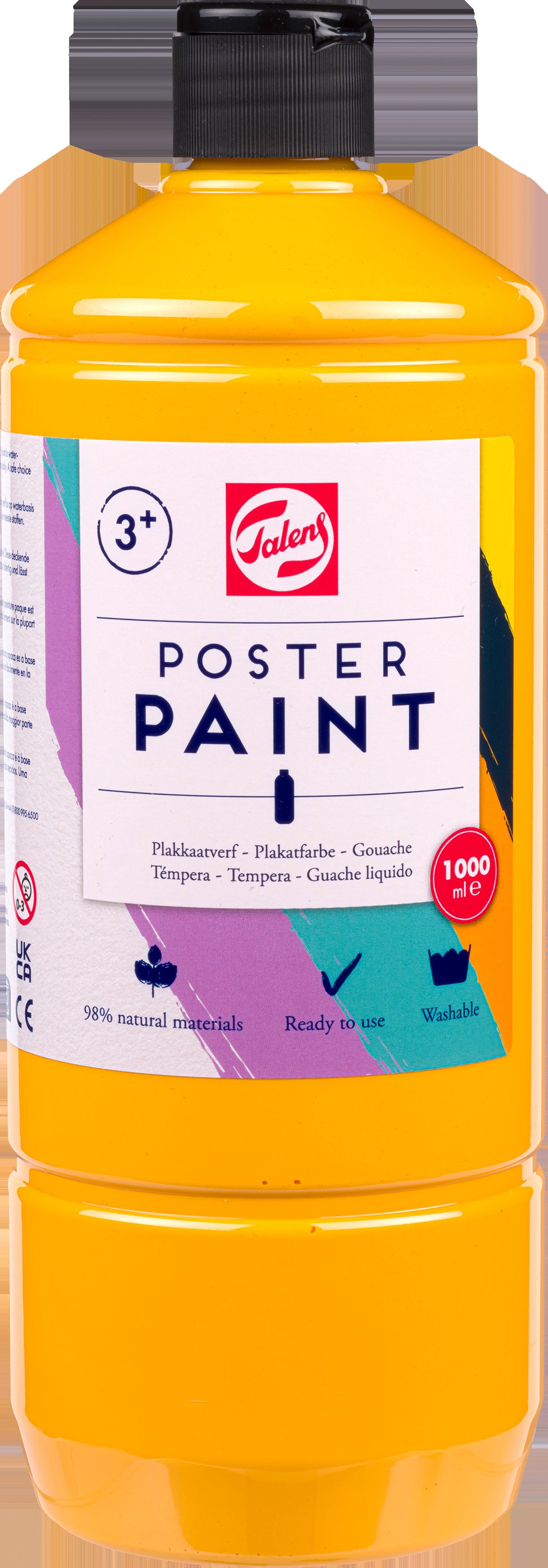 Talens Plakatfarbe – Sonnengelb – 1 l (Pumpspender) – für Papier, Holz, Glas