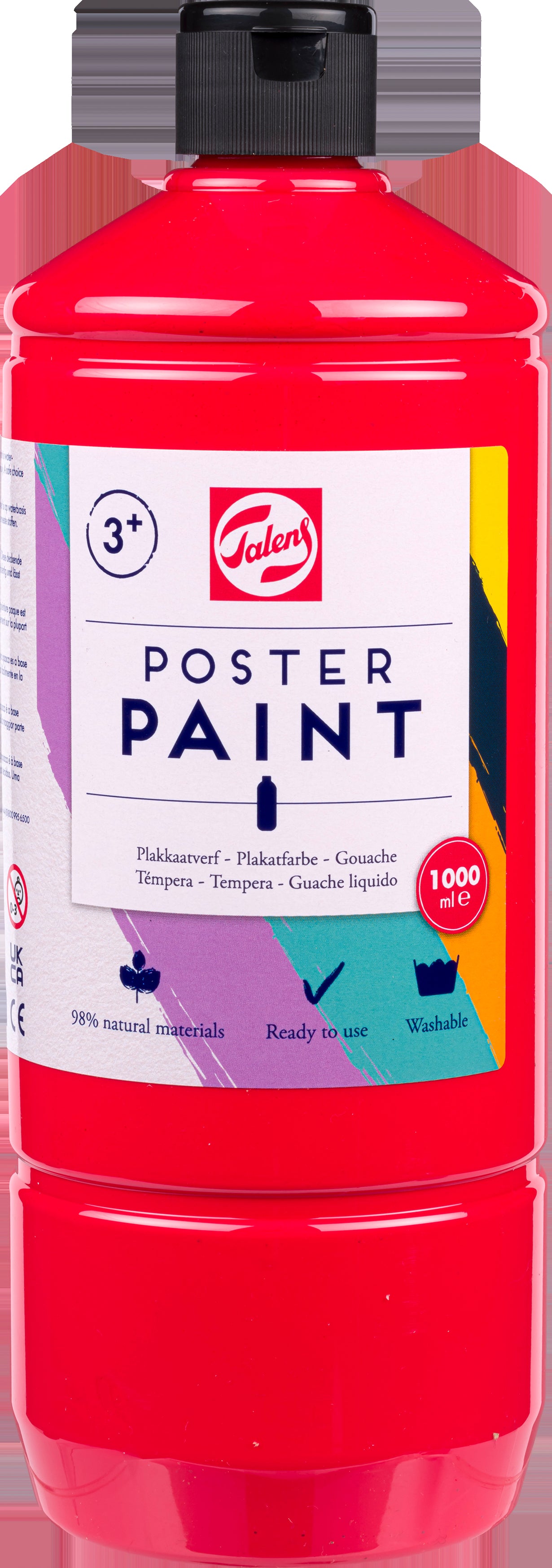 Talens Plakatfarbe – Rot – 1 l (Pumpspender) – für Papier, Holz, Glas