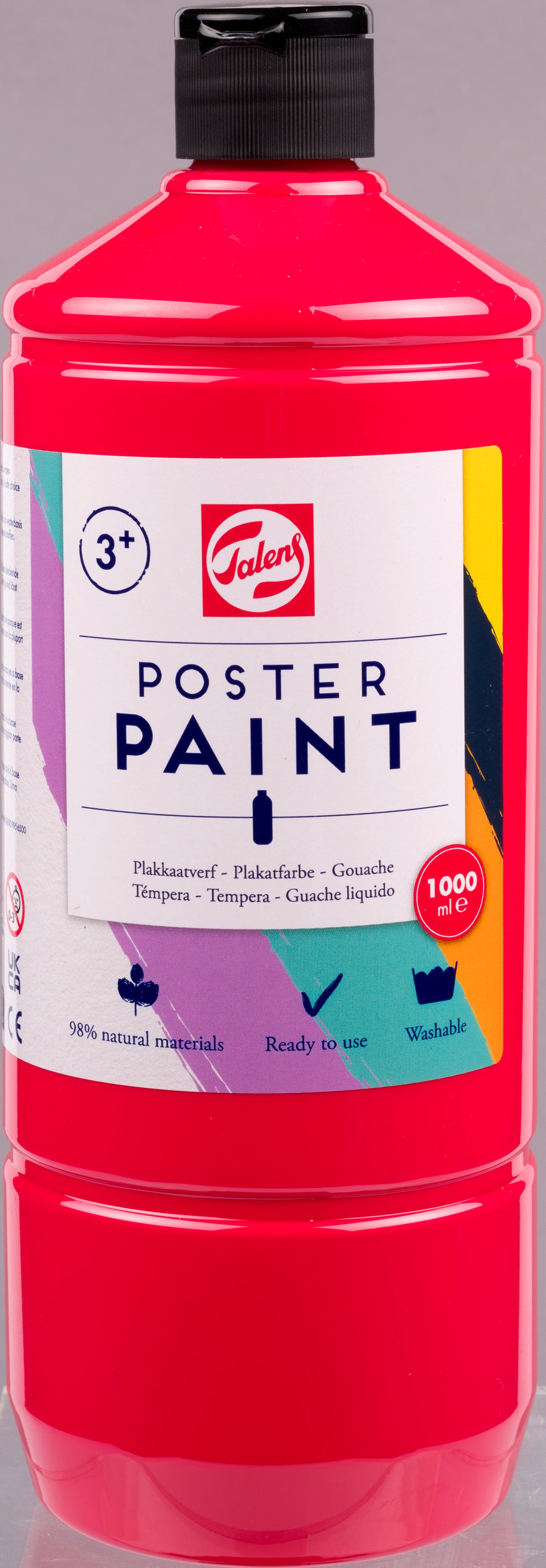 Talens Plakatfarbe – Primärrot – 1,0 l – für Leinwand, Papier, Holz