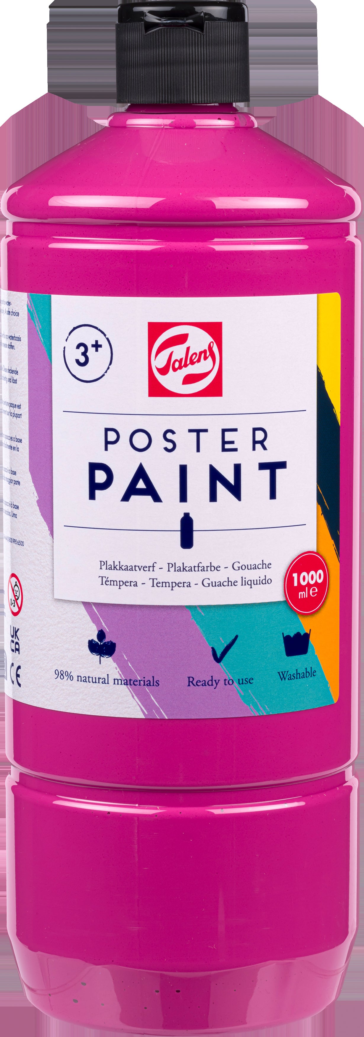 Talens Plakatfarbe – Pink – 1,0 l – für Papier, Holz, Glas