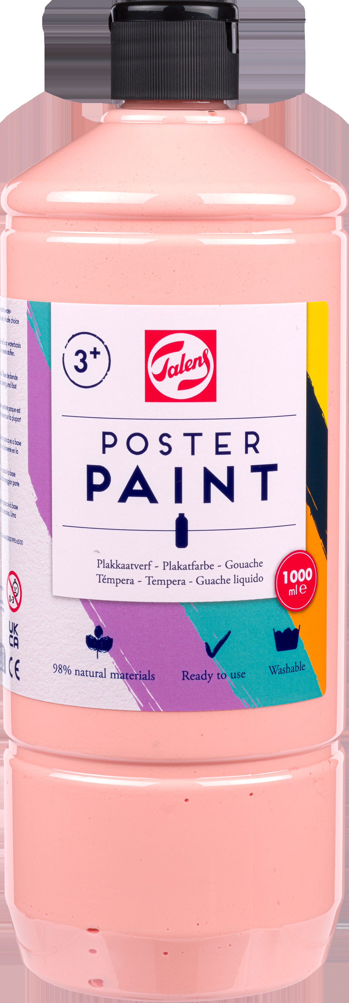 Talens Plakatfarbe – Fleischfarbe – 1,0 l (Pumpspender) – für Leinwand, Papier, Holz