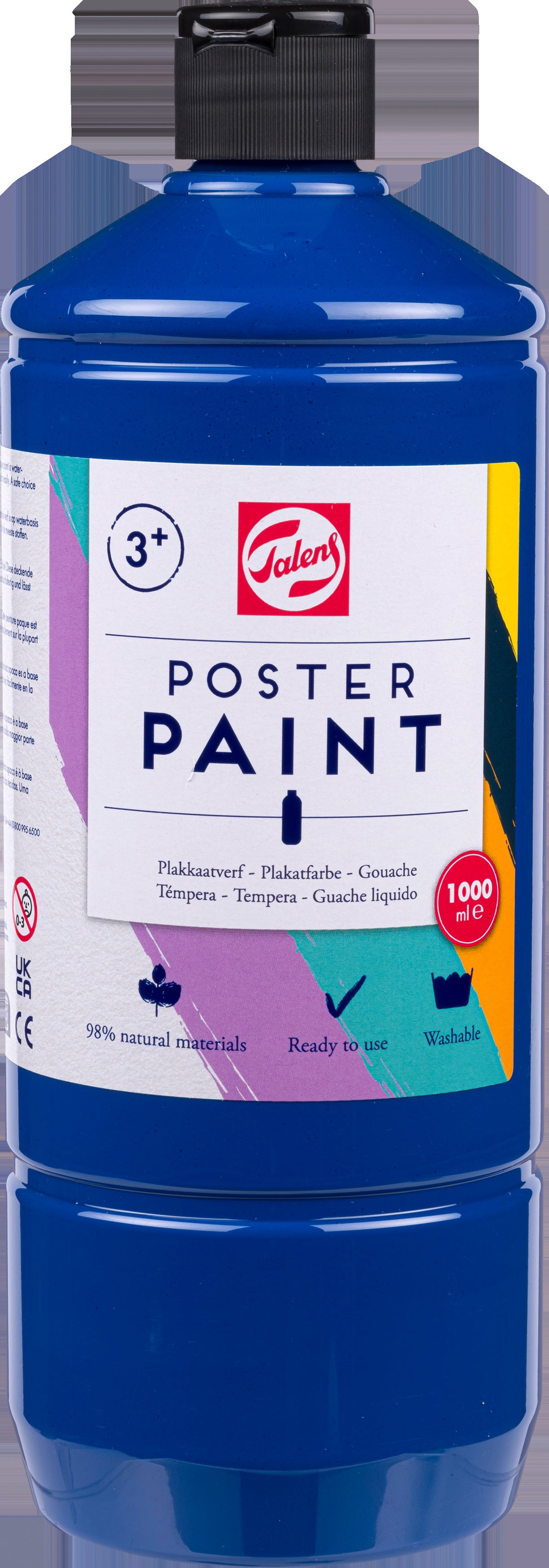 Talens Plakatfarbe – Tiefblau – 1 l – für Papier, Holz, Glas