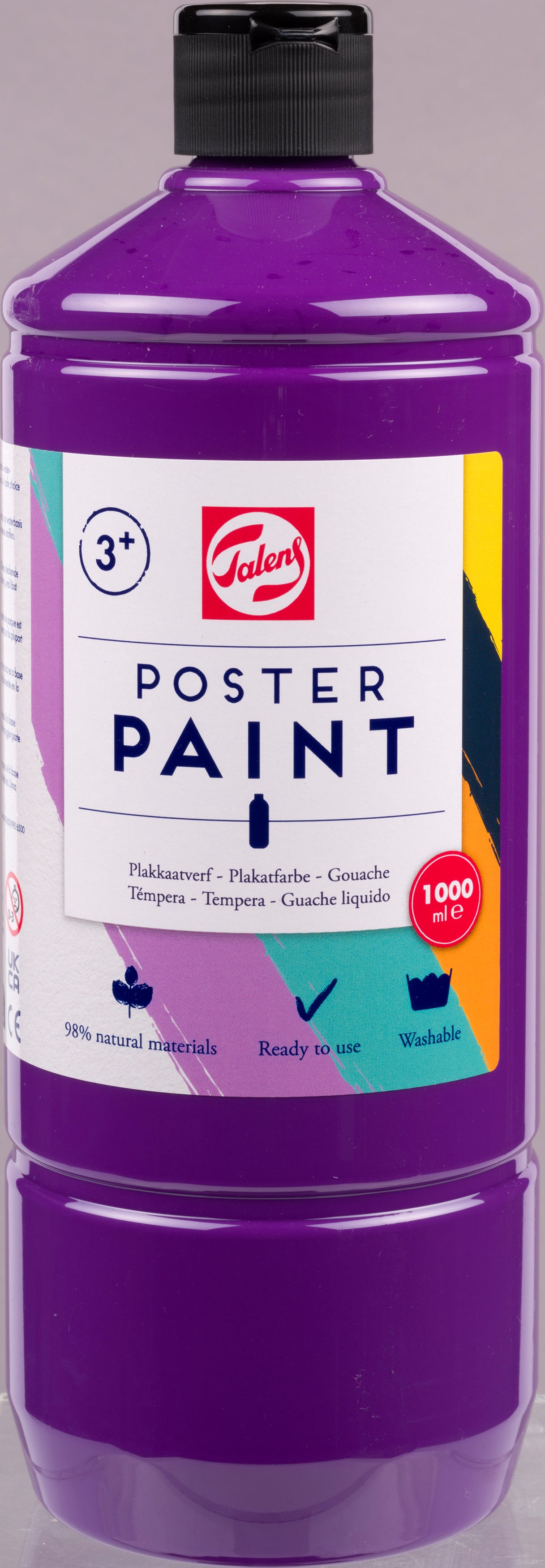 Talens Plakatfarbe – Purpur – 1 l, Pumpspender – für Papier, Holz, Glas