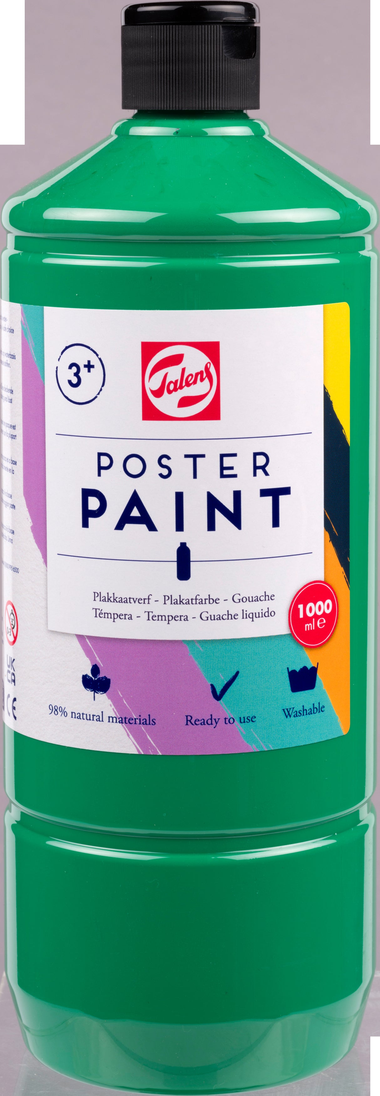 Talens Plakatfarbe – Grün – 1,0 l Flasche (Pumpspender) – für Papier, Holz, Glas