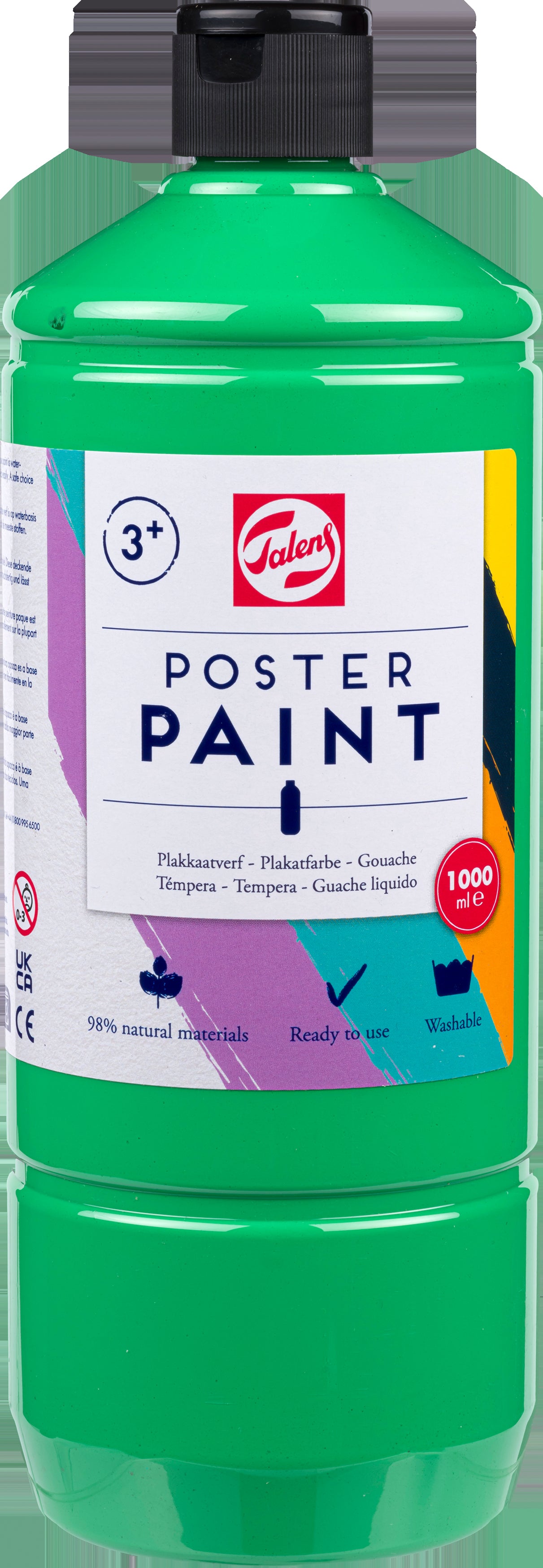 Talens Plakatfarbe – Hellgrün – 1,0 l, Pumpspender – für Papier, Holz, Glas