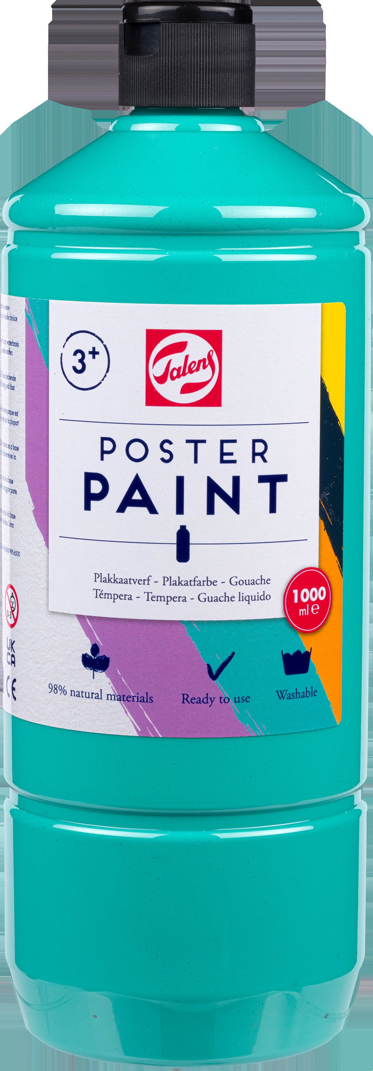 Talens Plakatfarbe – Türkis – 1 l – für Papier, Holz, Glas