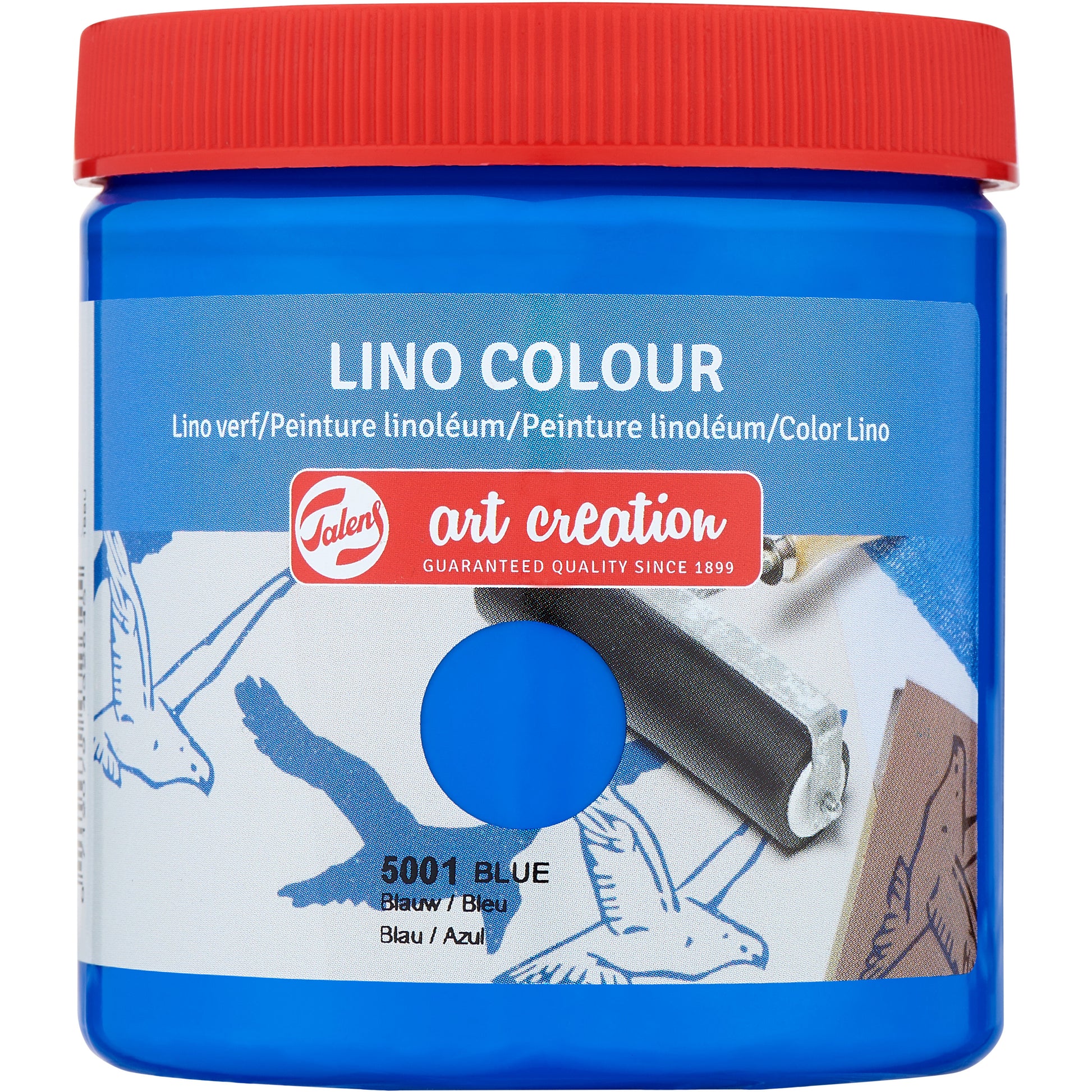 Talens Linoldruckfarbe – Blau 5001 – 250 ml – Wasserbasiert, für Linoldruck