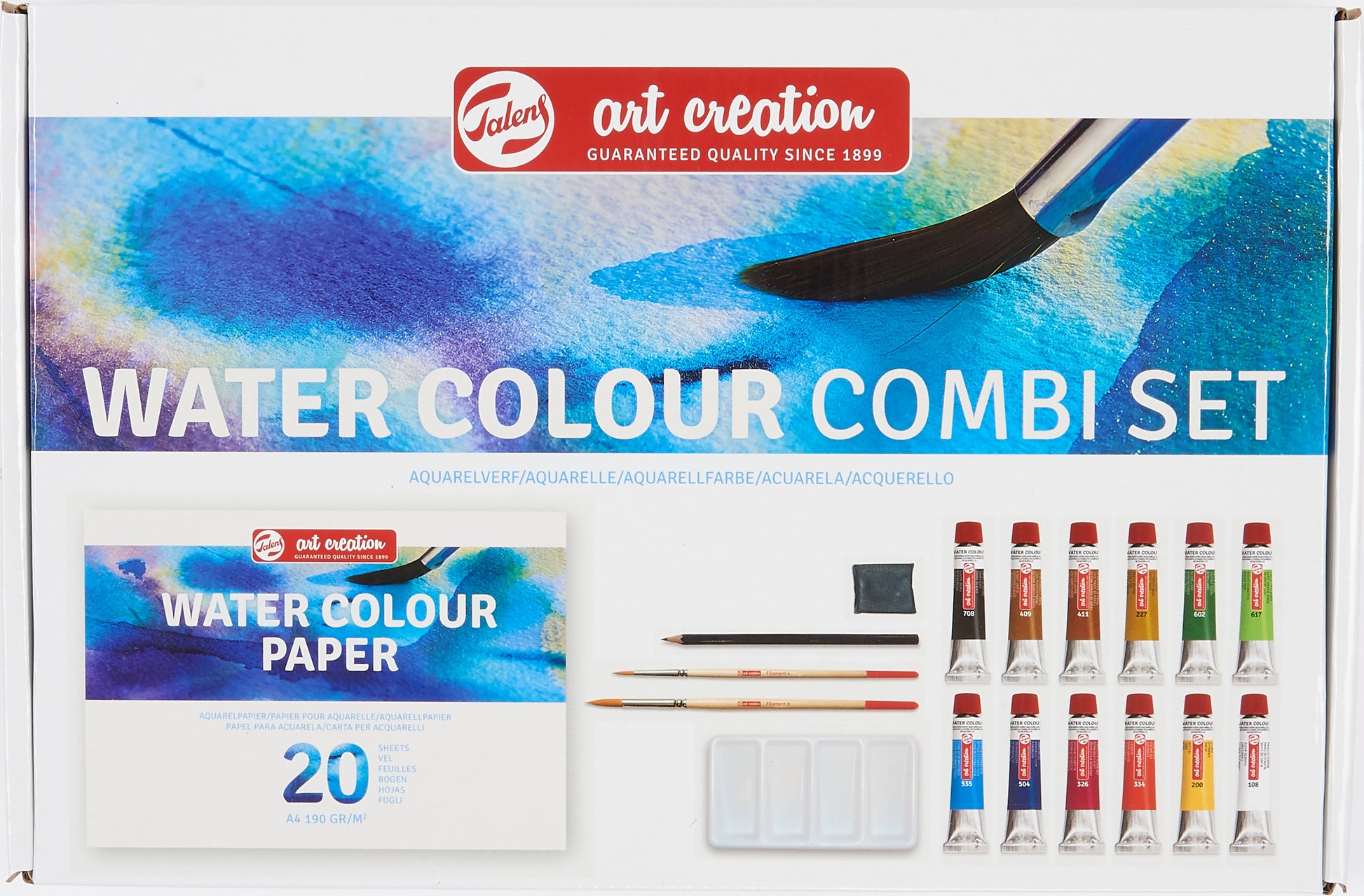Talens Aquarellfarben – Mehrfarbig – 12 Farben (12×12 ml (144 ml)) – Kasten, mit Pinsel