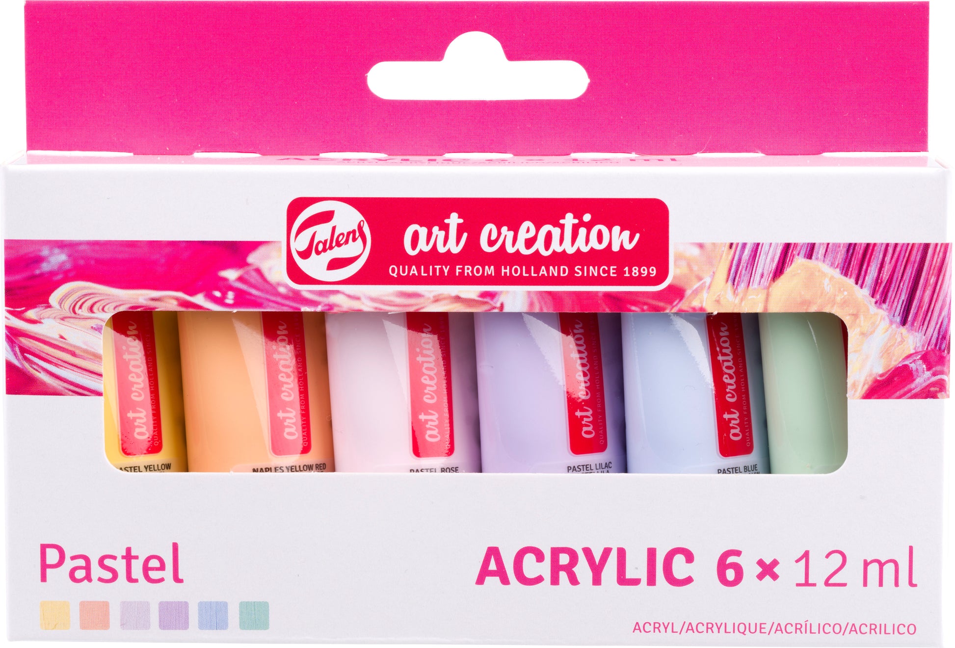 Talens Art Creation Acrylfarbe – Pastell, glänzend – 6 Farben 6×12 ml (72 ml) – für Leinwand, Papier, Holz