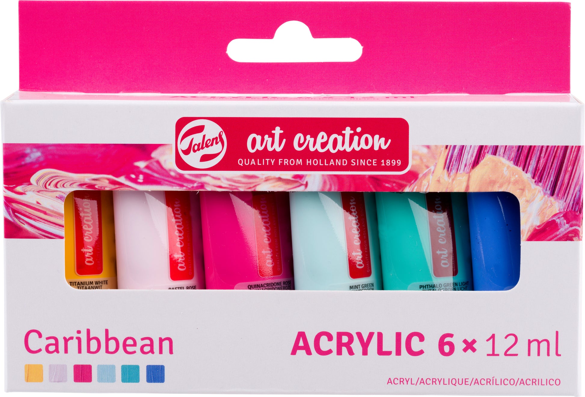 Talens Art Creation Acrylfarbe – Caribbean, wasserfest – 6 Farben (6×12 ml) – für Leinwand, Papier, Holz