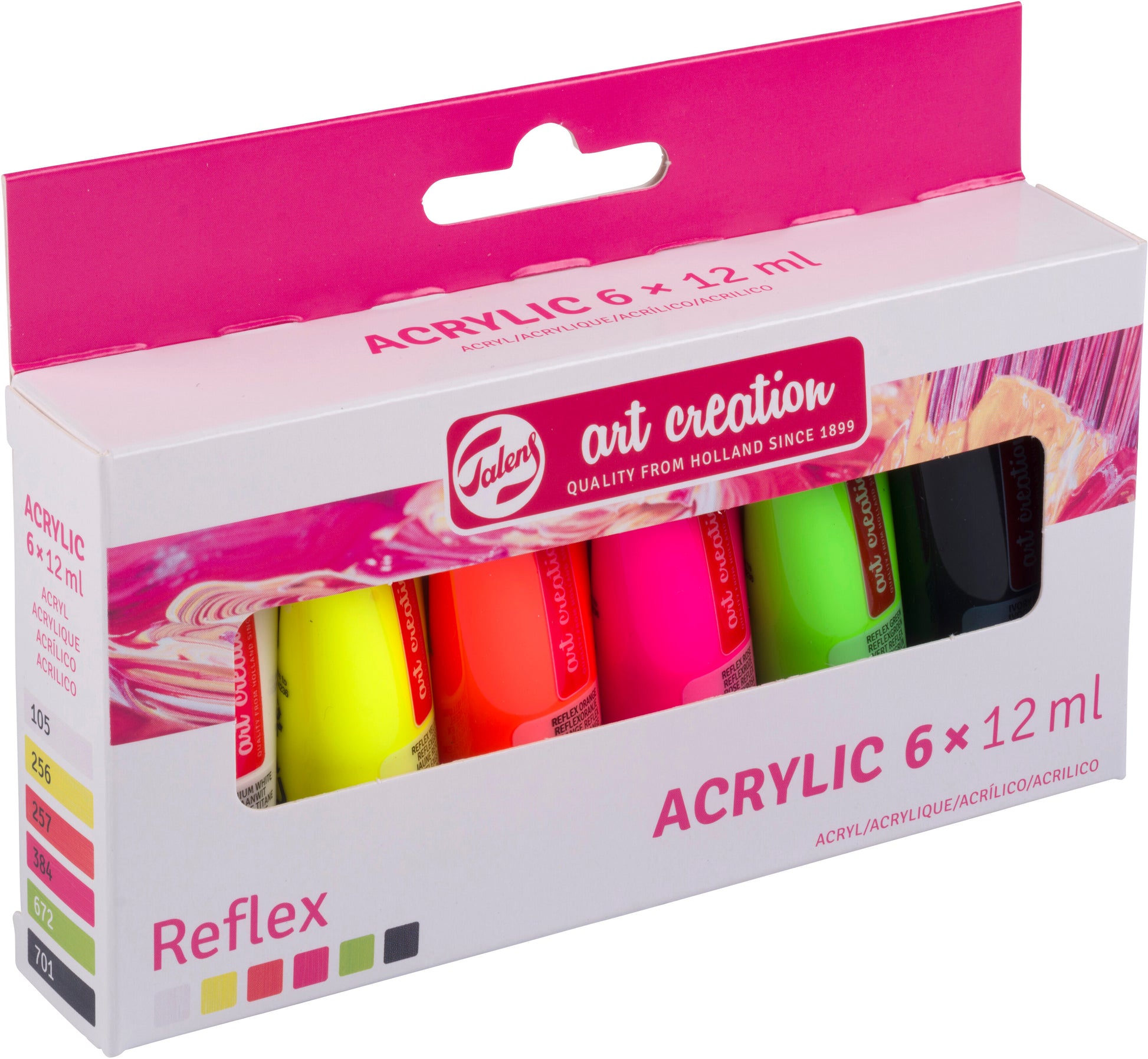 Talens Art Creation Acrylfarbe – Reflex, seidenglänzend – 6×12 ml (72 ml) – für Leinwand, Papier, Holz