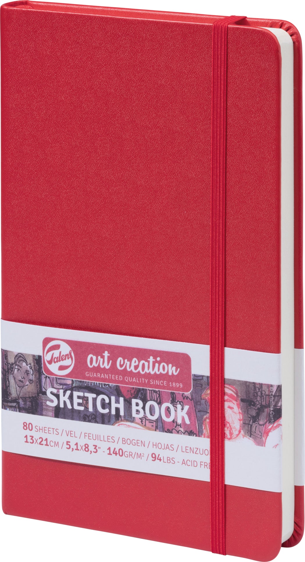 Talens Skizzenbuch 9314202M – 13 × 21 cm – 140 g/m² – Hardcover – 80 Blätter – Rot – mit abgerundeten Kanten