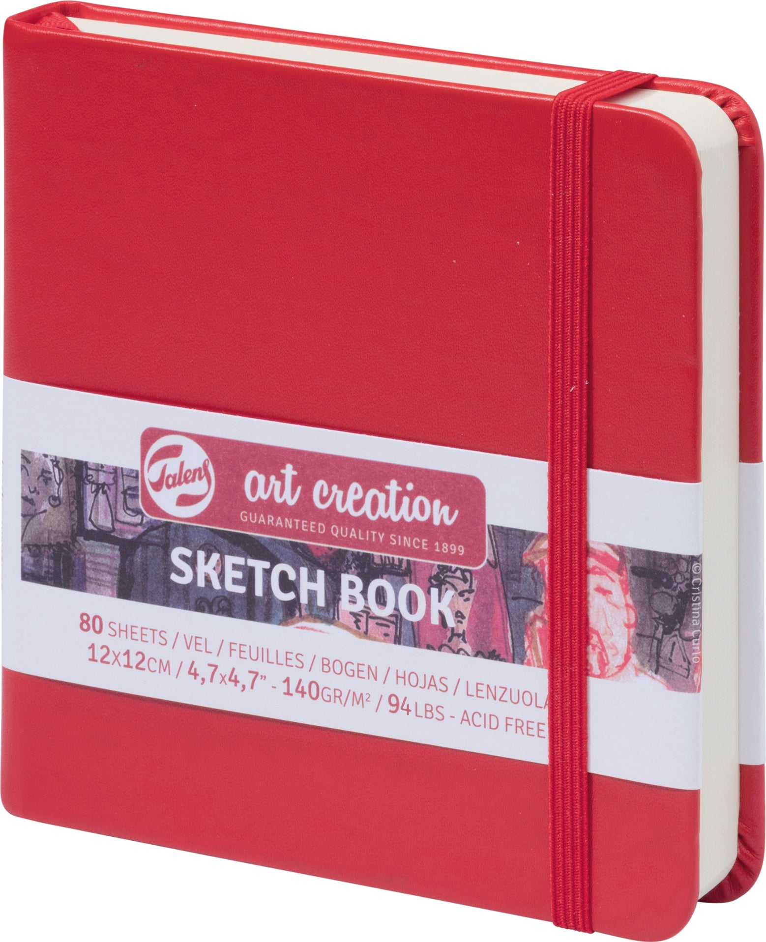 Talens Skizzenbuch 9314204M – 12 × 12 cm – 140 g/m² – Hardcover – 80 Blätter – Rot – Abgerundete Kanten
