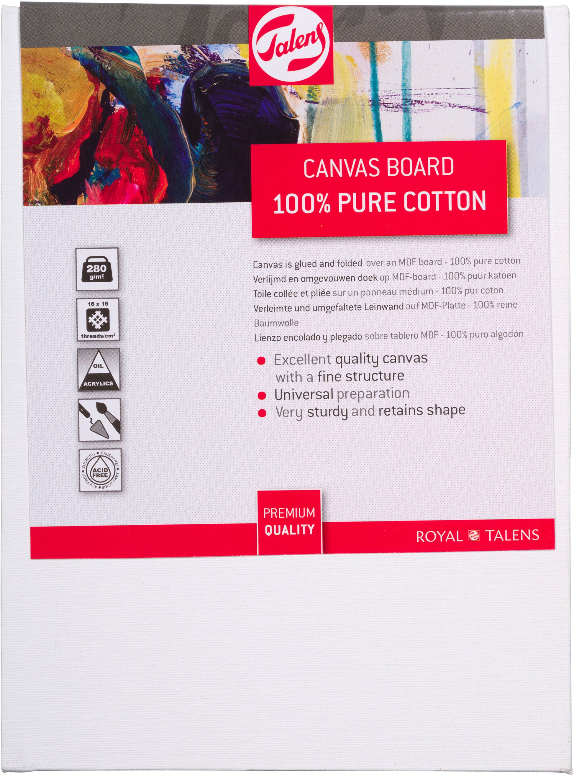 Talens Leinwandkarton – 18 × 24 cm – 280 g/m² – Baumwolle – für Öl, Acryl & wassermischbare Ölfarbe