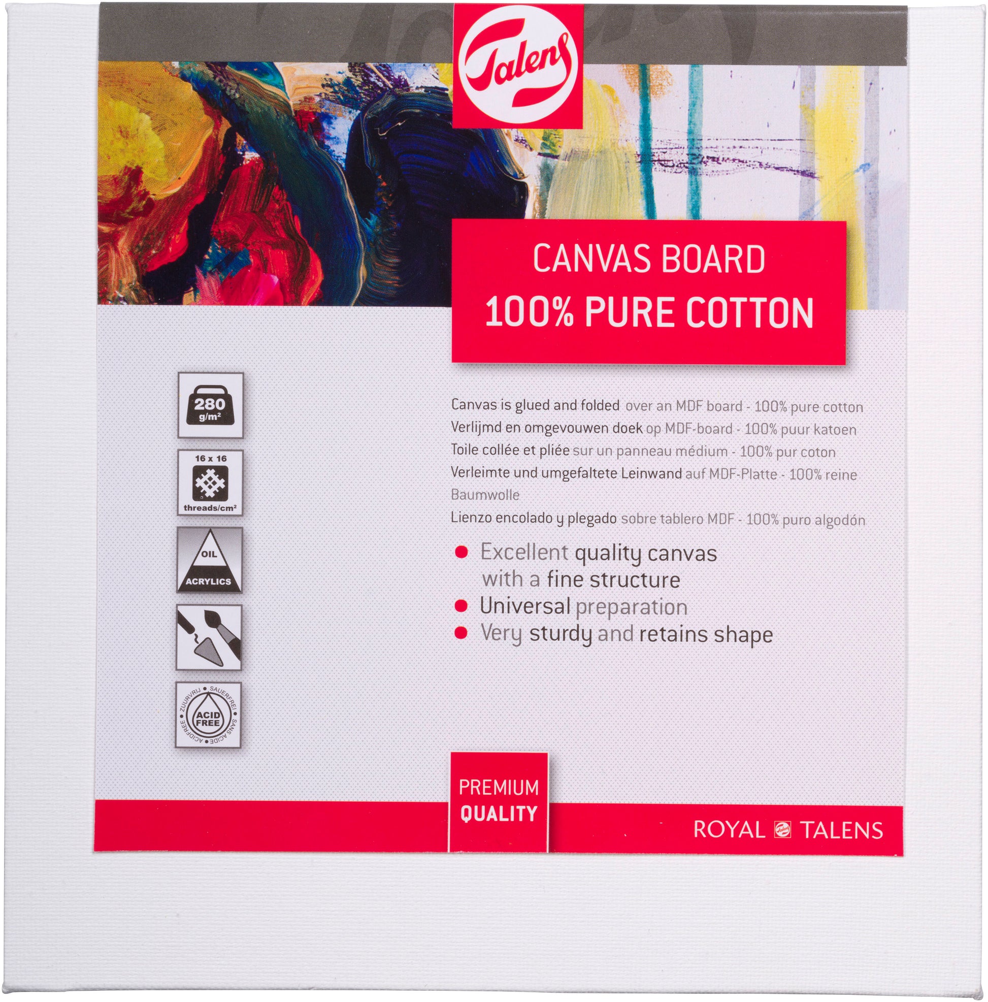 Talens Leinwandkarton – 20 × 20 cm – 280 g/m² – Baumwolle – für Acryl & Öl