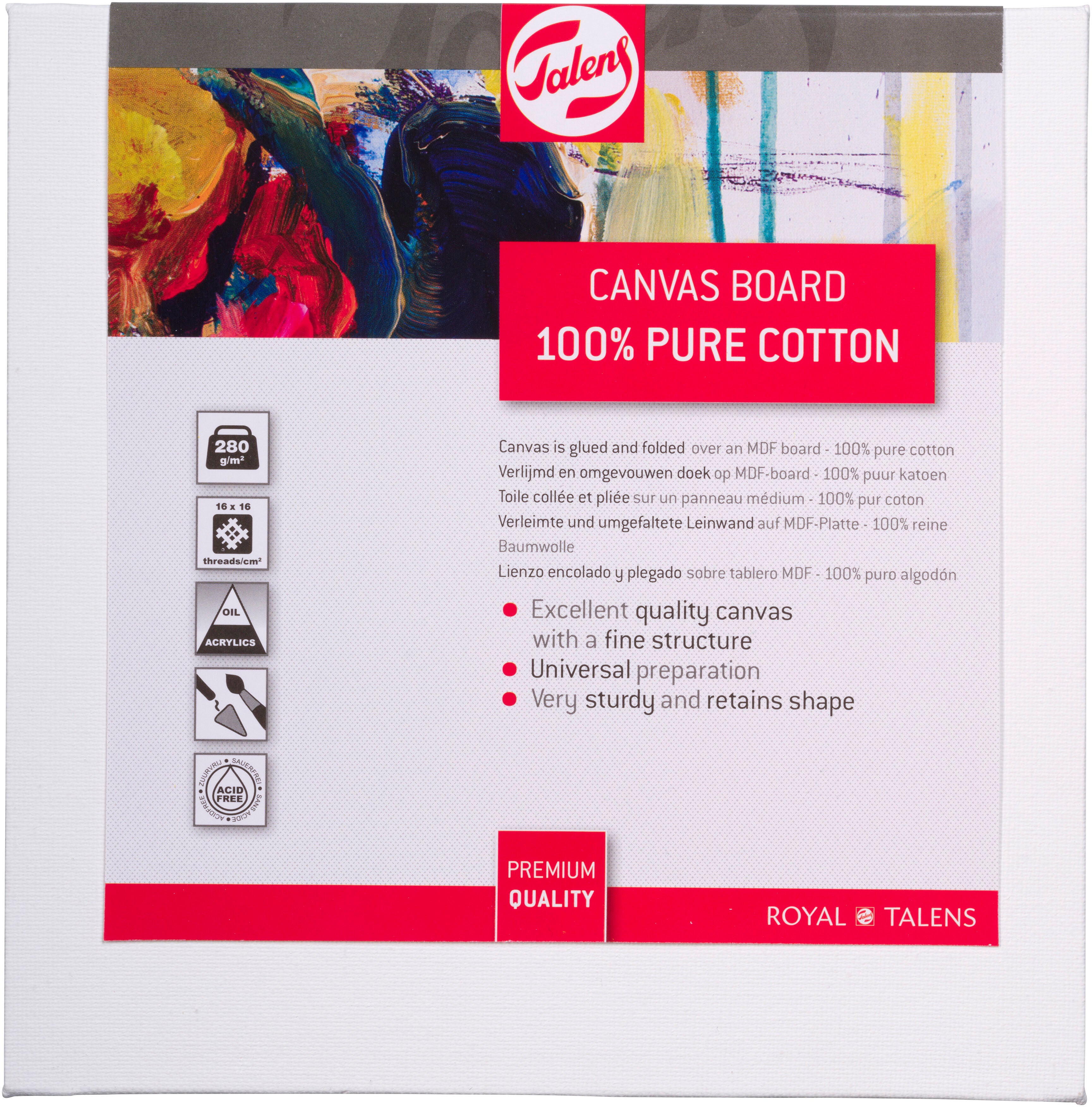 Talens Leinwandkarton – 20 × 20 cm – 280 g/m² – Baumwolle – für Acryl & Öl