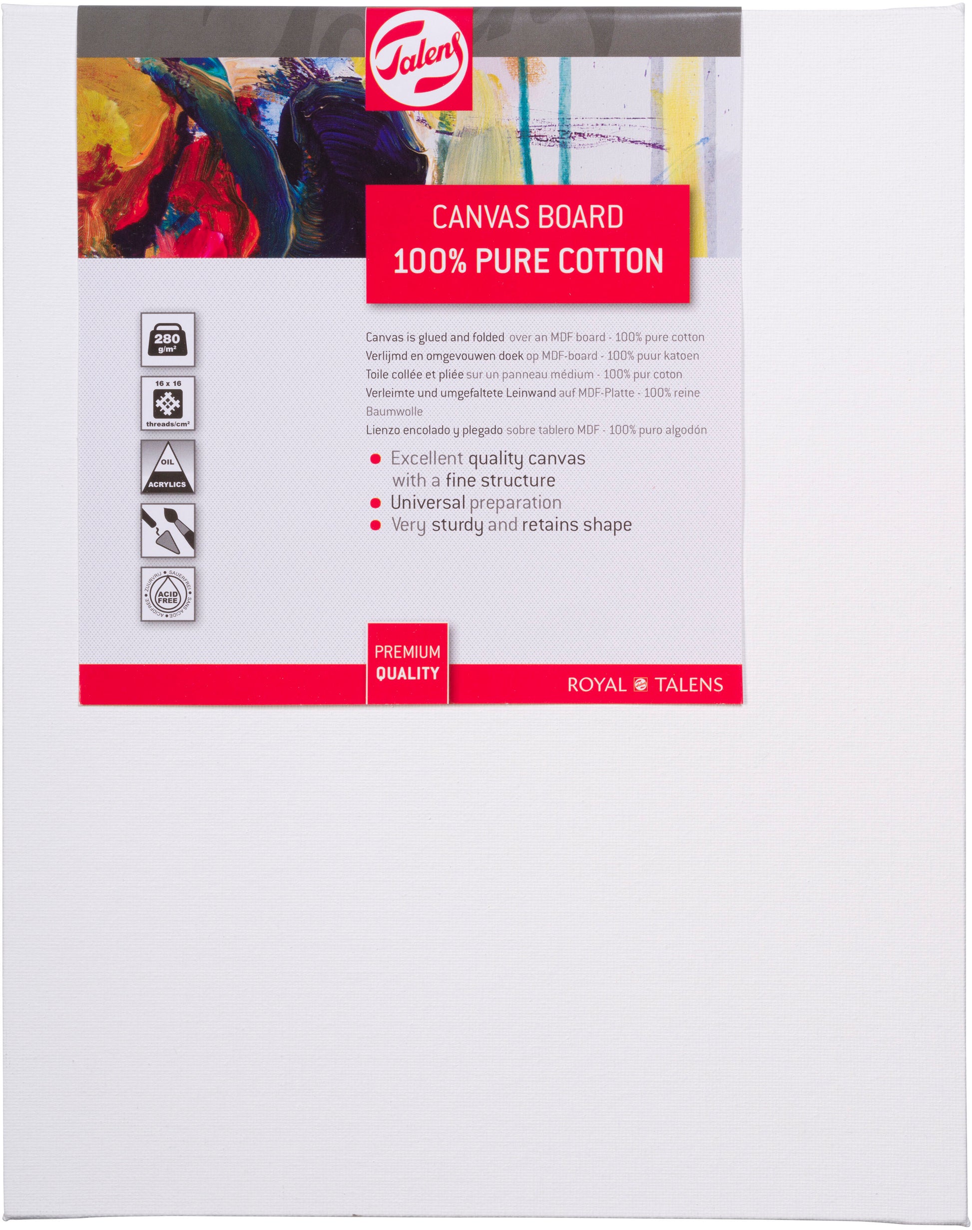Talens Leinwandkarton – 24 × 30 cm – 280 g/m² – Profil 4 mm – Baumwolle, für Öl & Acryl
