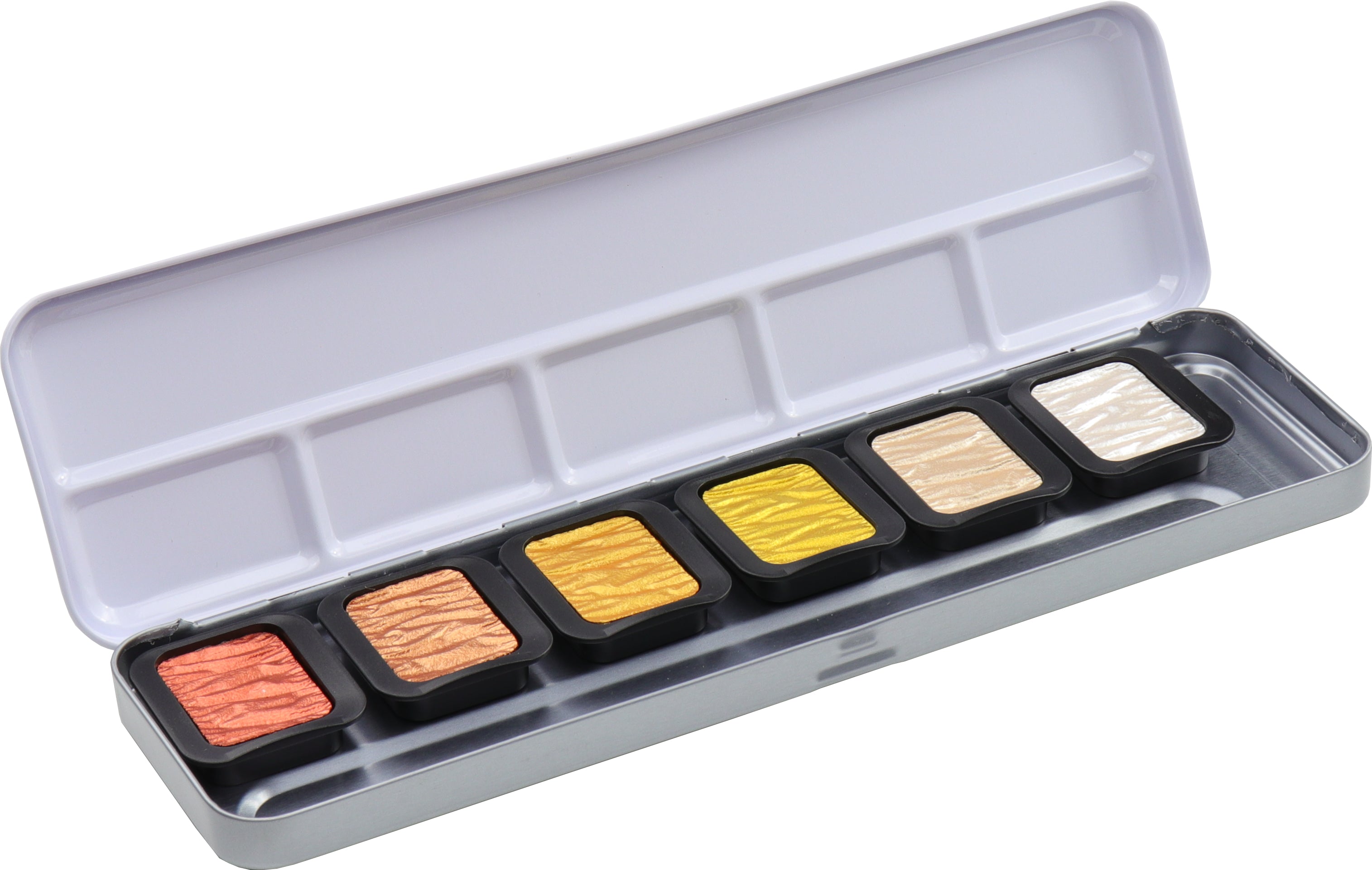 Talens Finetec Metals Aquarellkasten – Mehrfarbig, Perlglanz – 6 Farben – für saugfähige Oberflächen