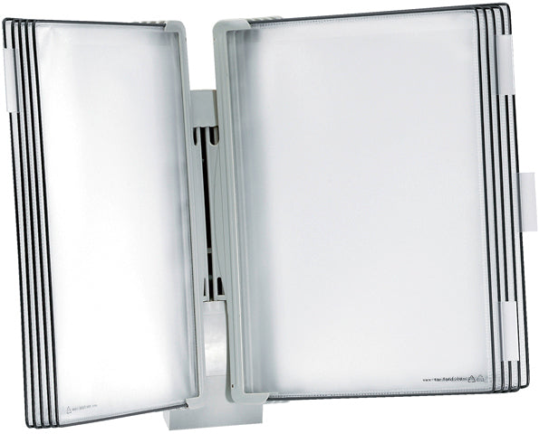 Tarifold T-Display Design Wandelement – A4, Hellgrau, Polystyrol (PS), 10 Drehtaschen, 5 Aufsteckreiter 50 mm