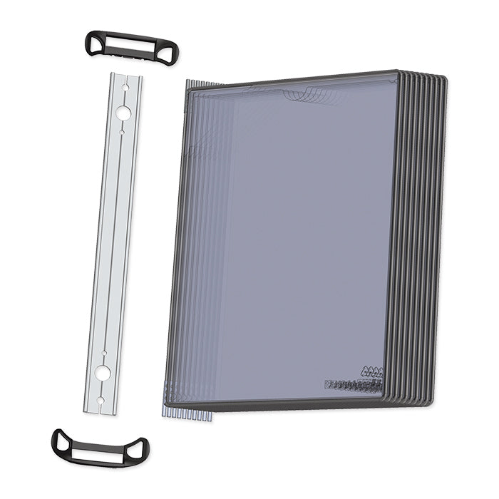 Tarifold Wandprospekthalter T-Display Pro – für A4 – 10 Fächer – magnetisch – schwarz