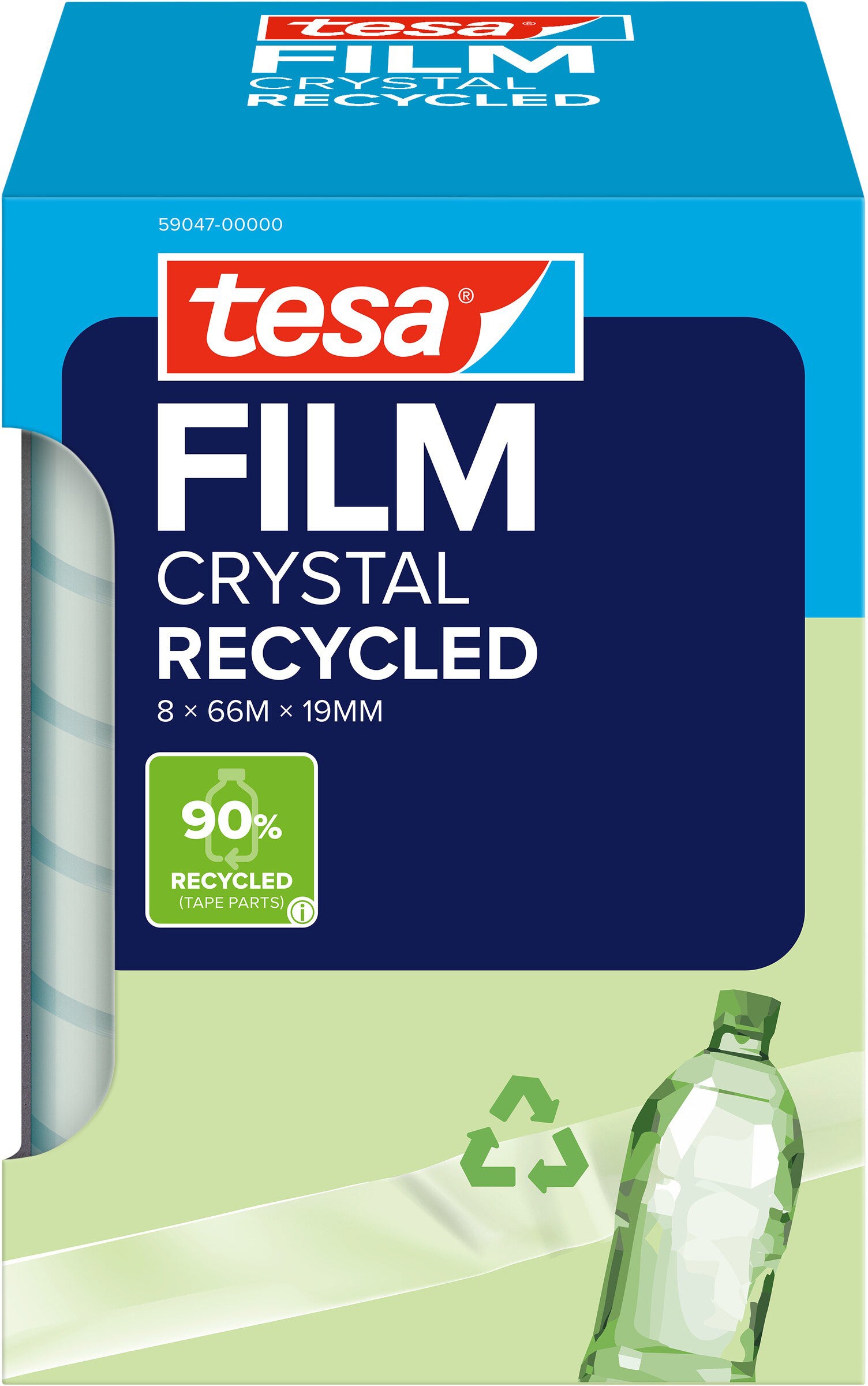 TESA Crystal Klebefilm – 19 mm × 66 m, transparent, PET, reissfest
