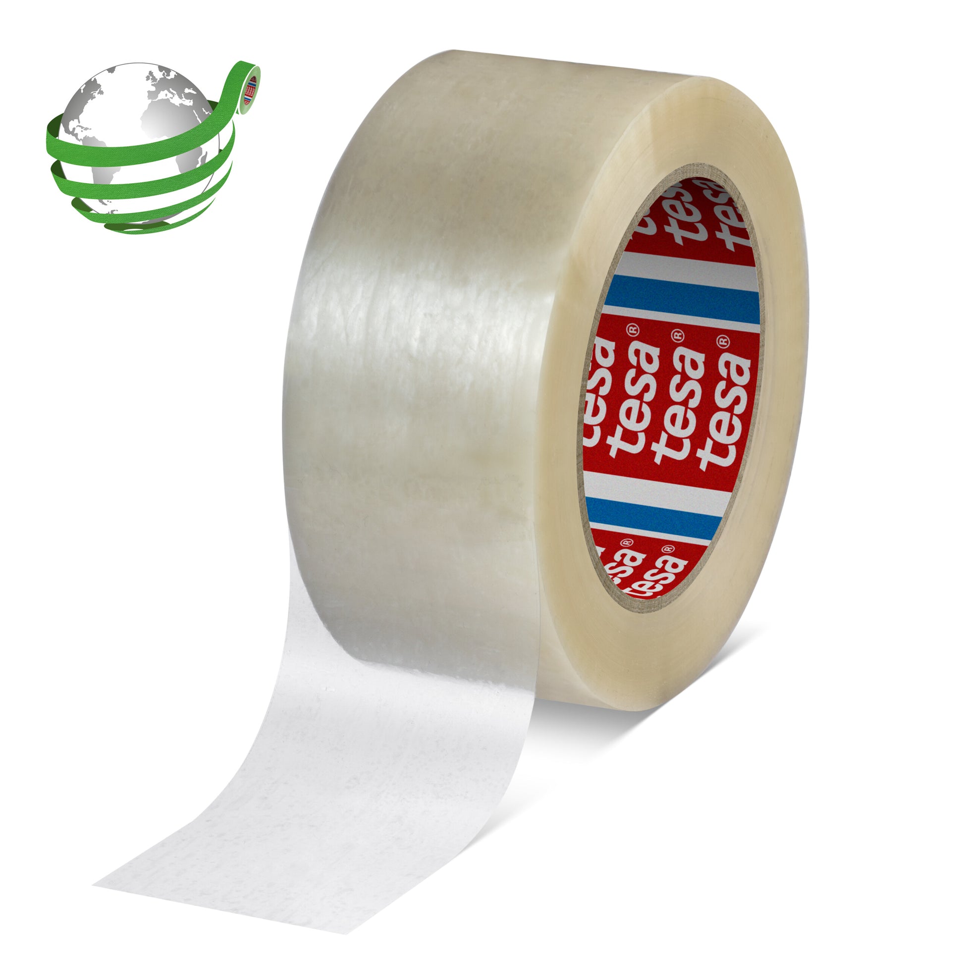 TESA Verpackungsklebeband, rPET, transparent, Hotmelt (Schmelzklebstoff) – 50 mm × 132 m