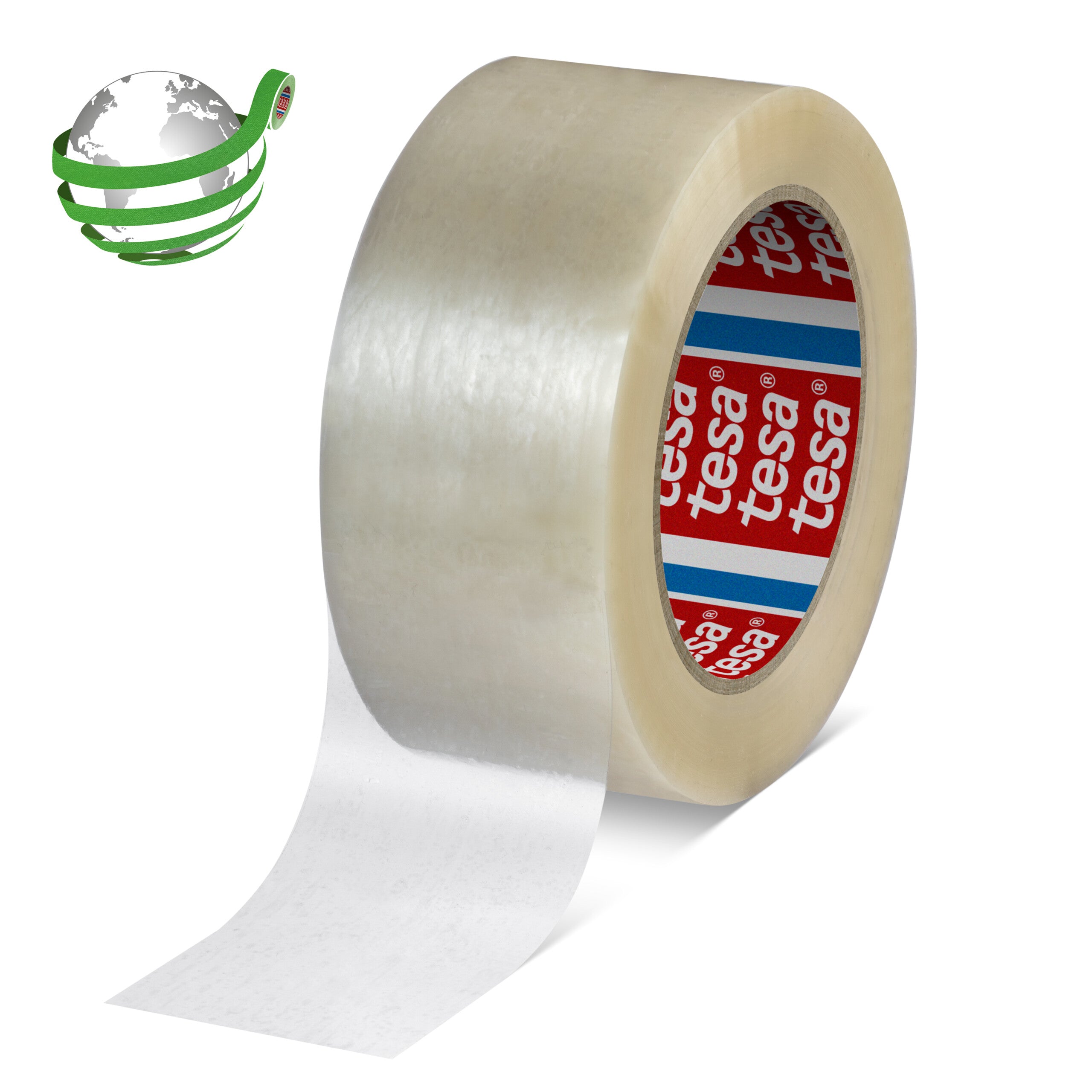 TESA Verpackungsklebeband, rPET, transparent, Hotmelt (Schmelzklebstoff) – 50 mm × 132 m