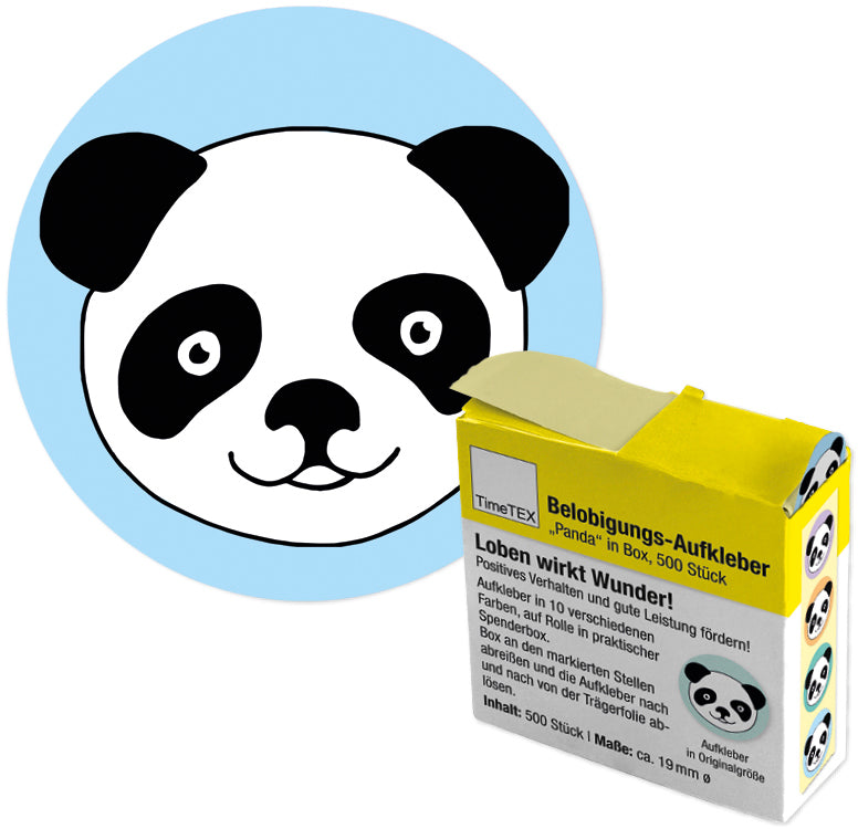 Timetex Belobigungs-Aufkleber, Panda, 500 Stk, Ø 19 mm